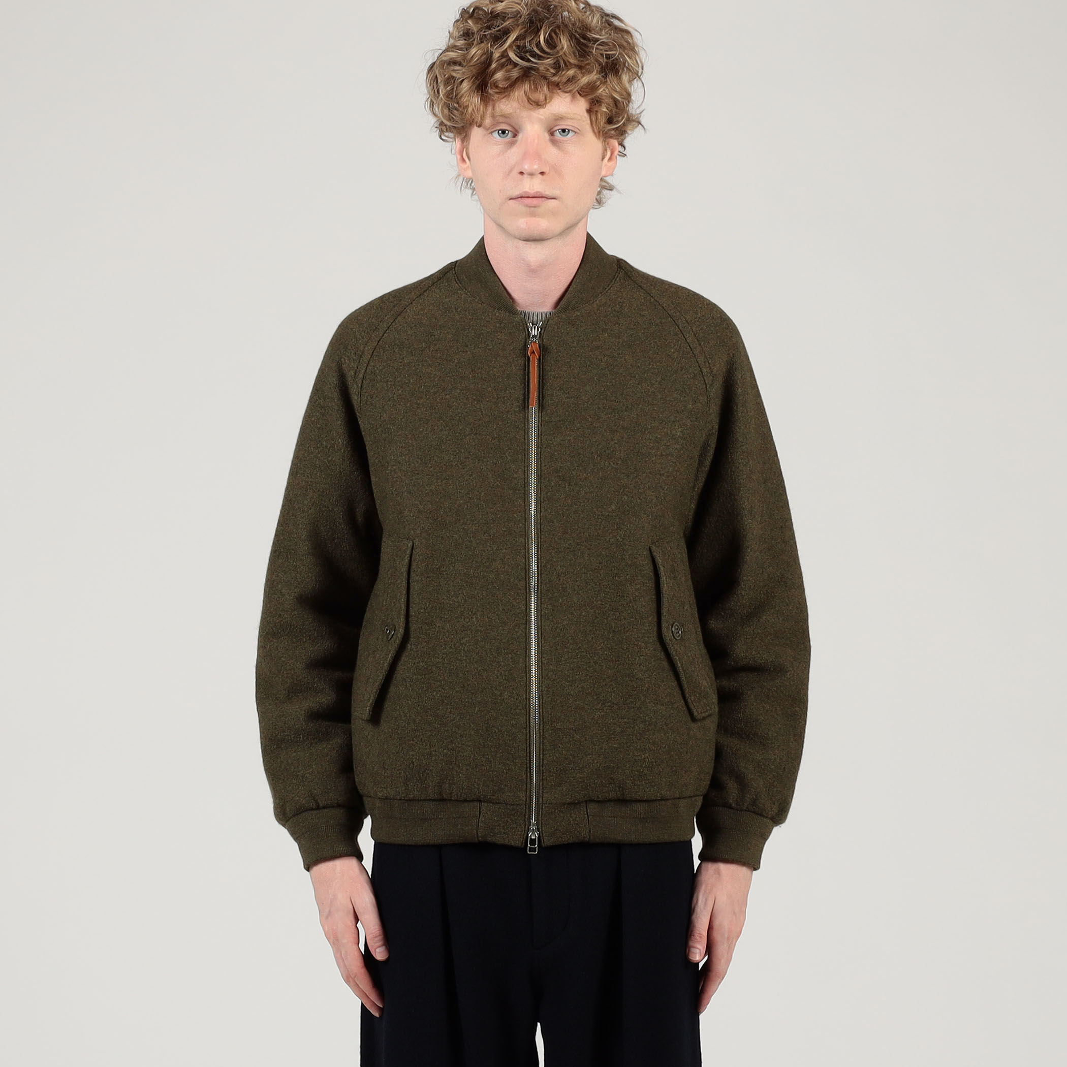 キルトライニング ウールニット ジップアップブルゾン