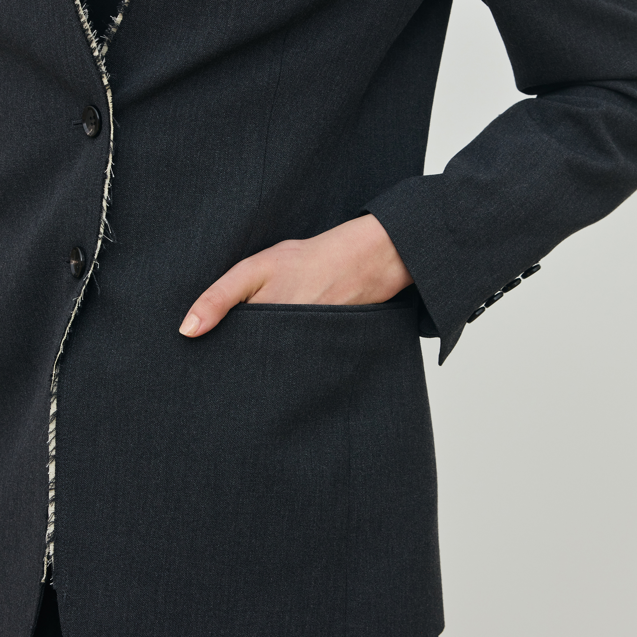 ハードウールオックスフォード ノーカラージャケット