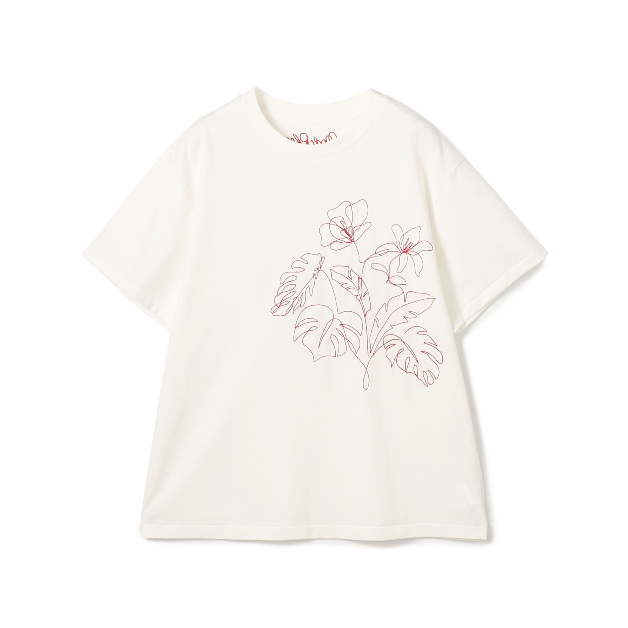 ボタニカルエンブロイダリー ハーフスリーブTシャツ