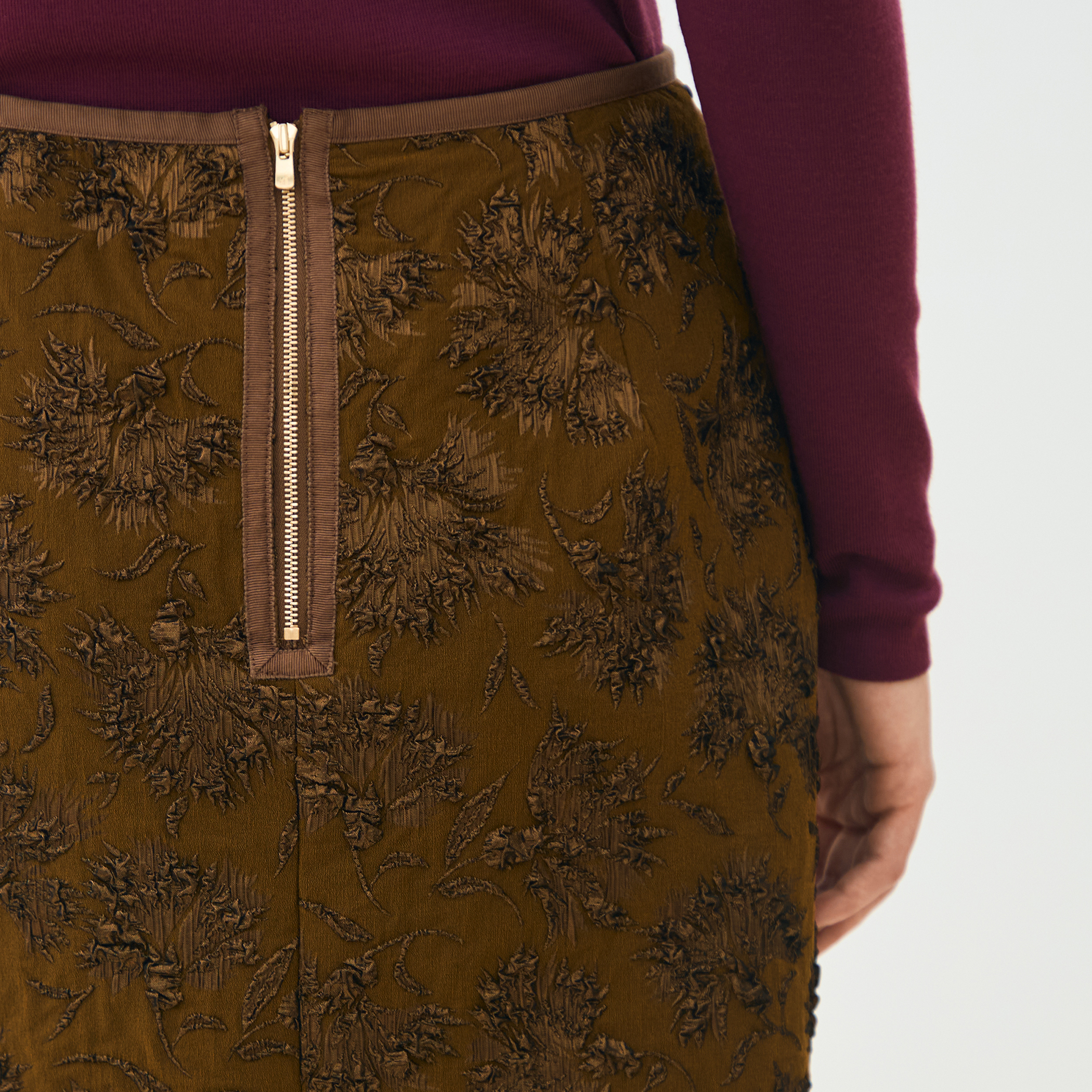 フランス高級老舗ブランドモラビト❣️タイトスカート❗️ THREE FIFTY STANDARD フロントスリットのタイトスカート〈杢（もく