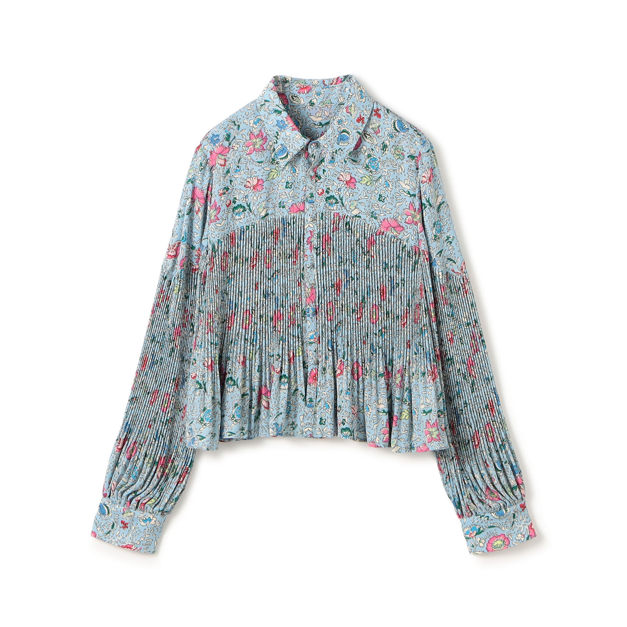 ポリエステルプリーツ レギュラーカラーブラウス