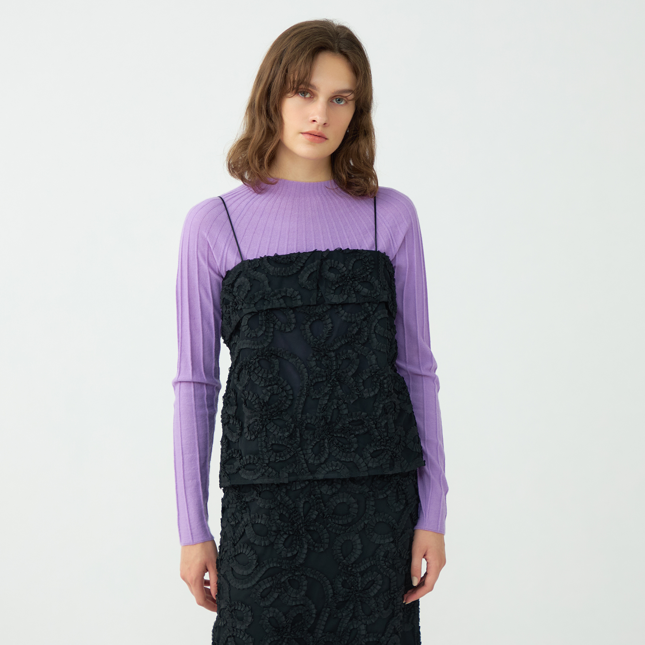 ロゼットチュールエンブロイダリー キャミソールブラウス