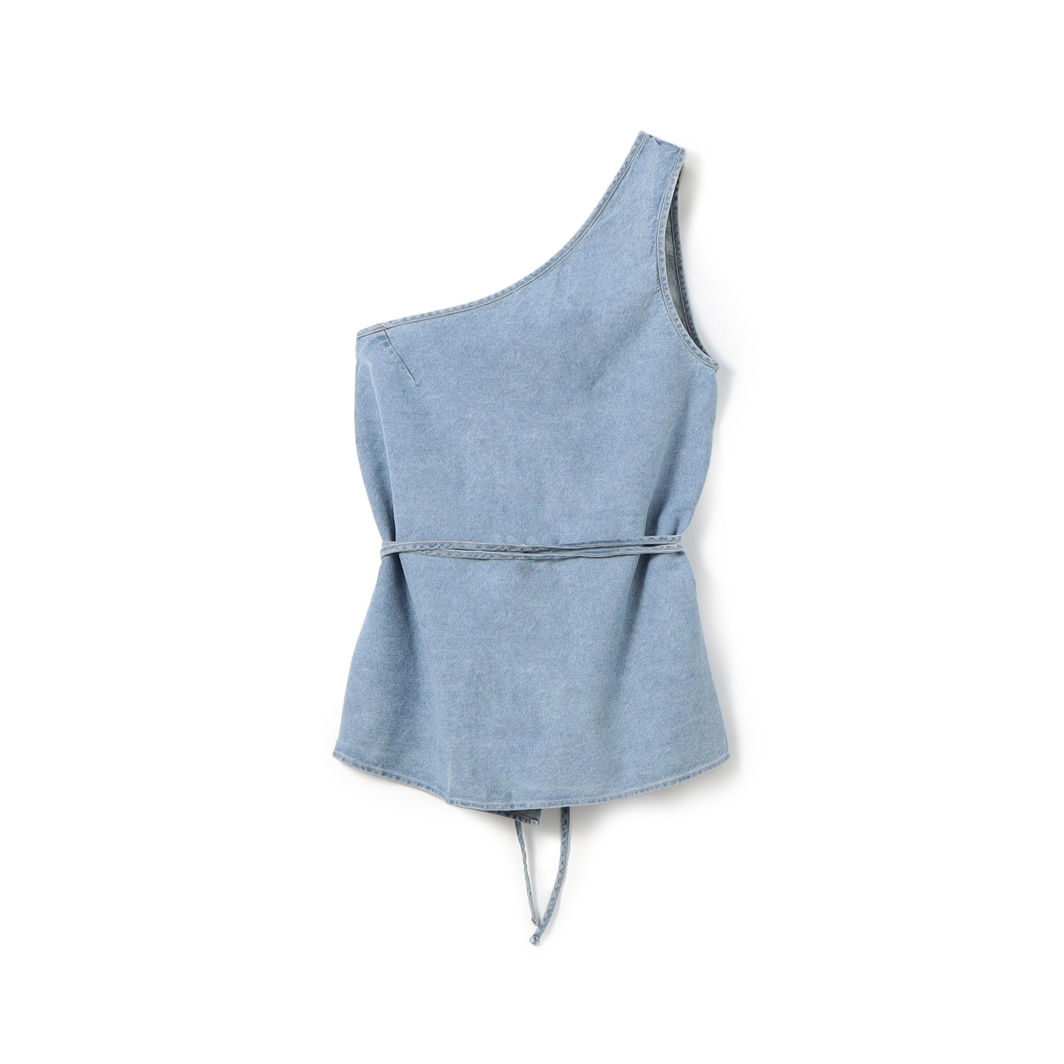 BASERANGE EYE TOP コットンシルクデニム ワンショルダートップ
