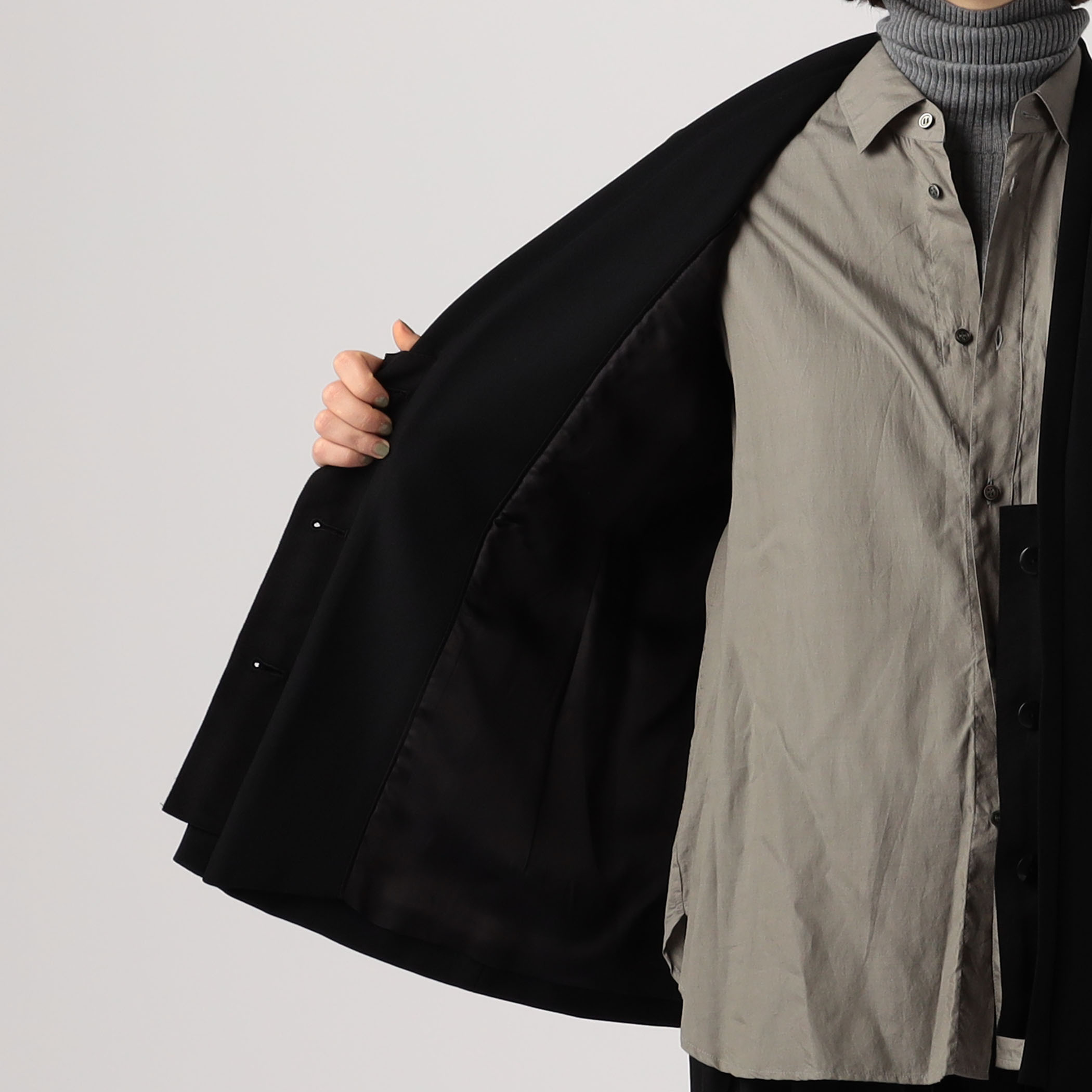 ポリエステルレーヨン リラックスノーカラージャケット