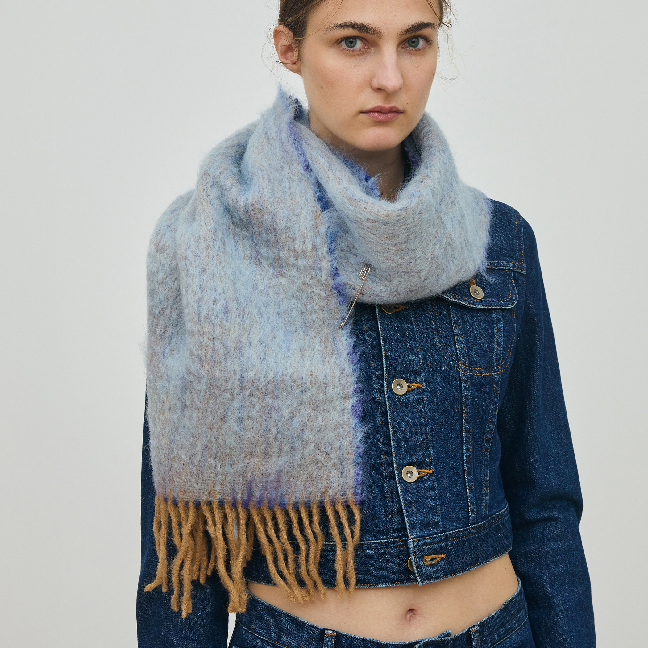 YOKE ヨーク　モヘヤ　ウール　マフラー　ストール　シャギー　マルチカラー YOKE ヨーク モヘヤ ウール マフラー ストール シャギー マルチカラー