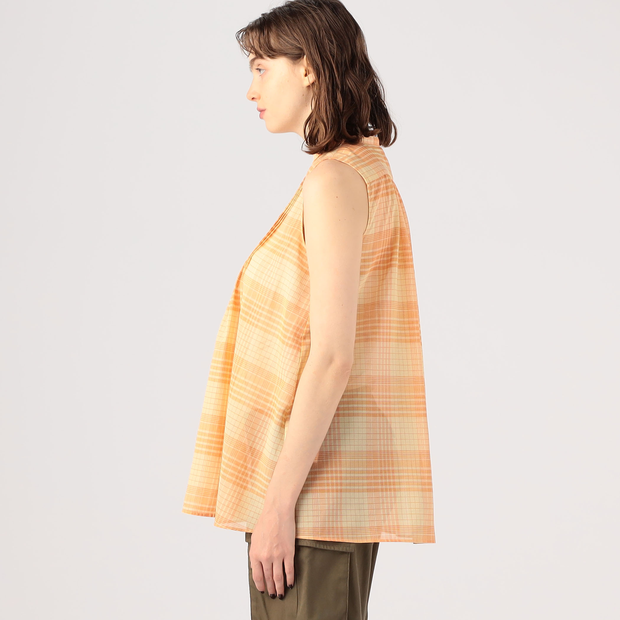 【BEIGE,】コットンメッシュオーガンジーノースリーブニット BEIGE,｜【洗える】ALOE / コットンメッシュオーガンジー