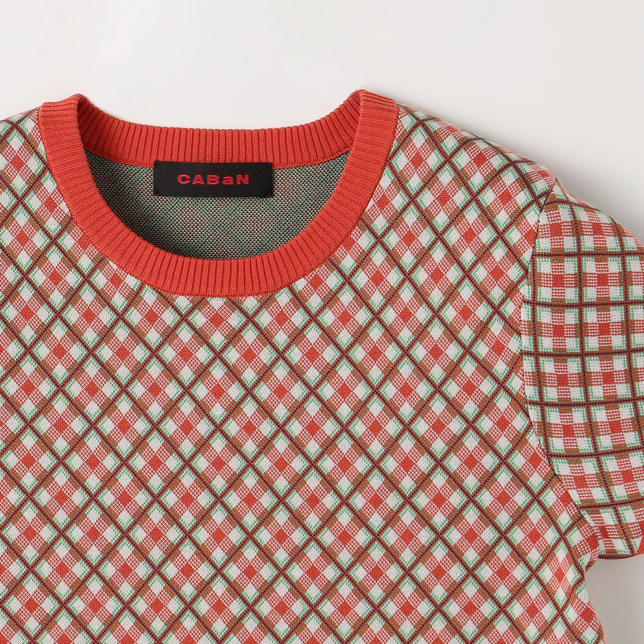 新作】CABaNコットンポリエステル チェックジャカードカーディガン