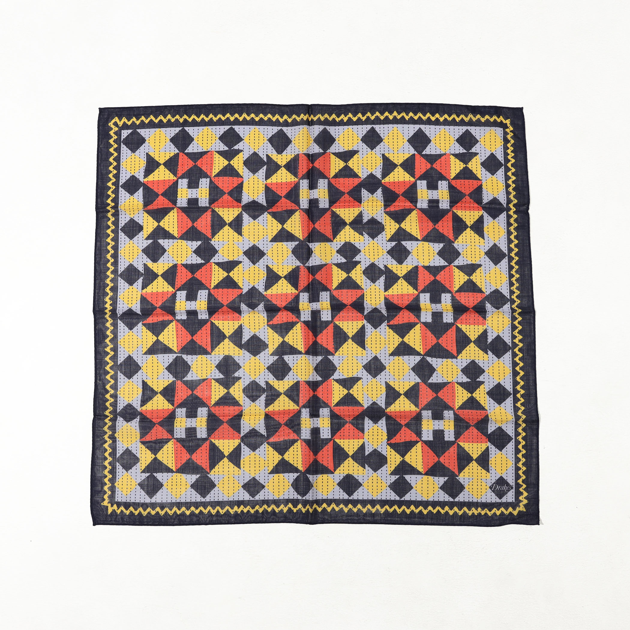 Drake's PATCHWORK PRINT BANDANA ウールシルクプリントスカーフ
