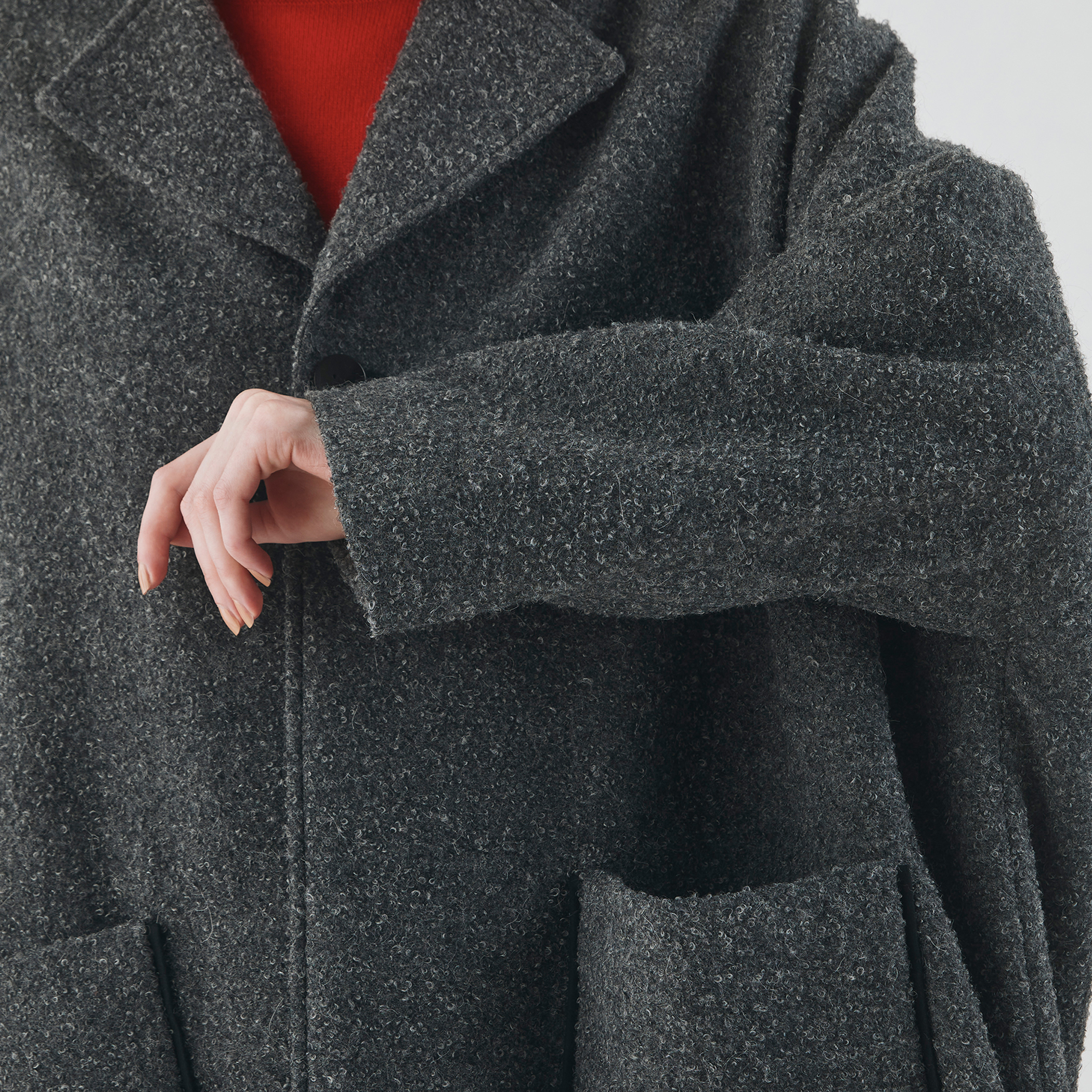 新品同様】ドゥロワー モヘヤウール ブークレーボアコート 21AW フード