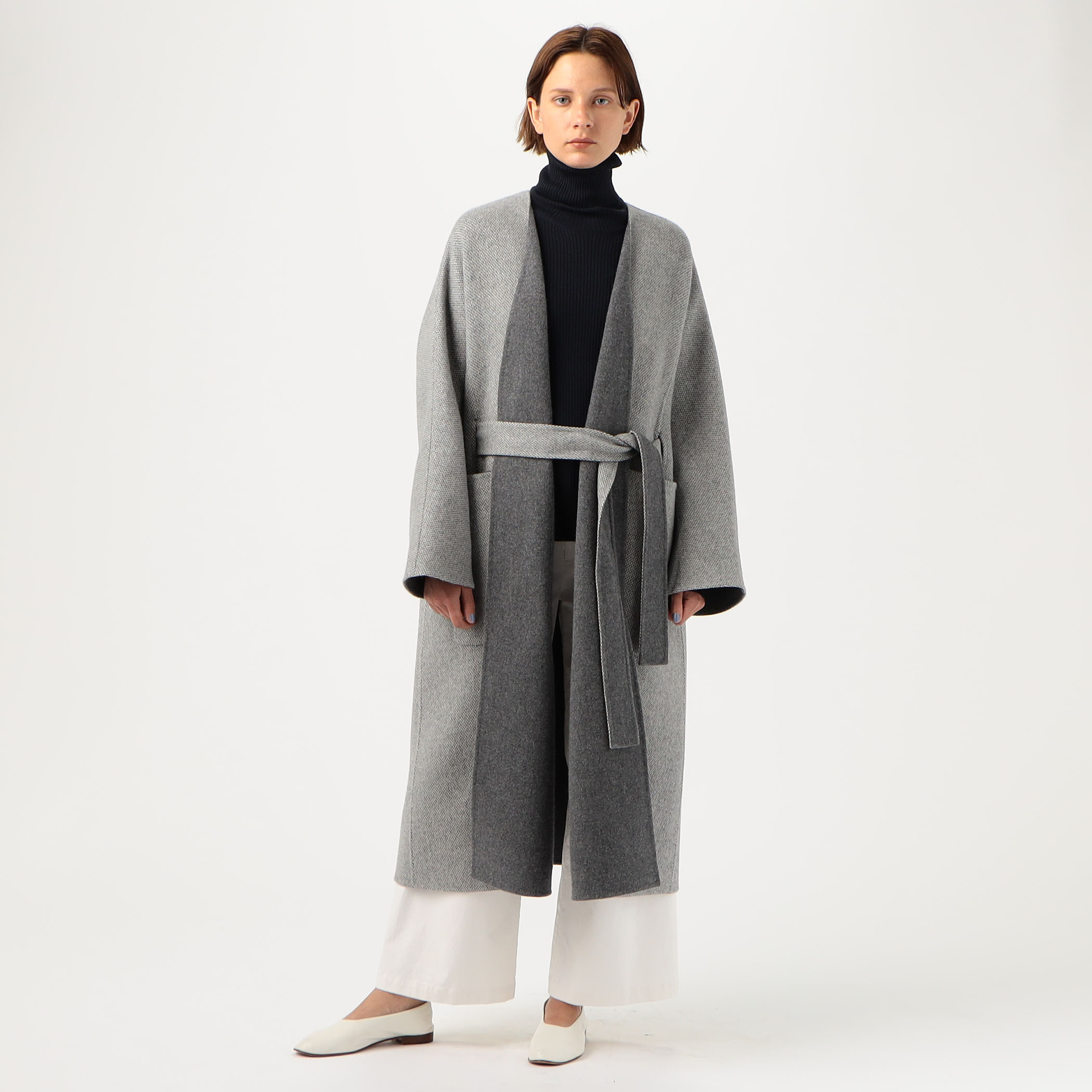 タスマニアウールダブルフェイス ノーカラーコート｜トゥモローランド