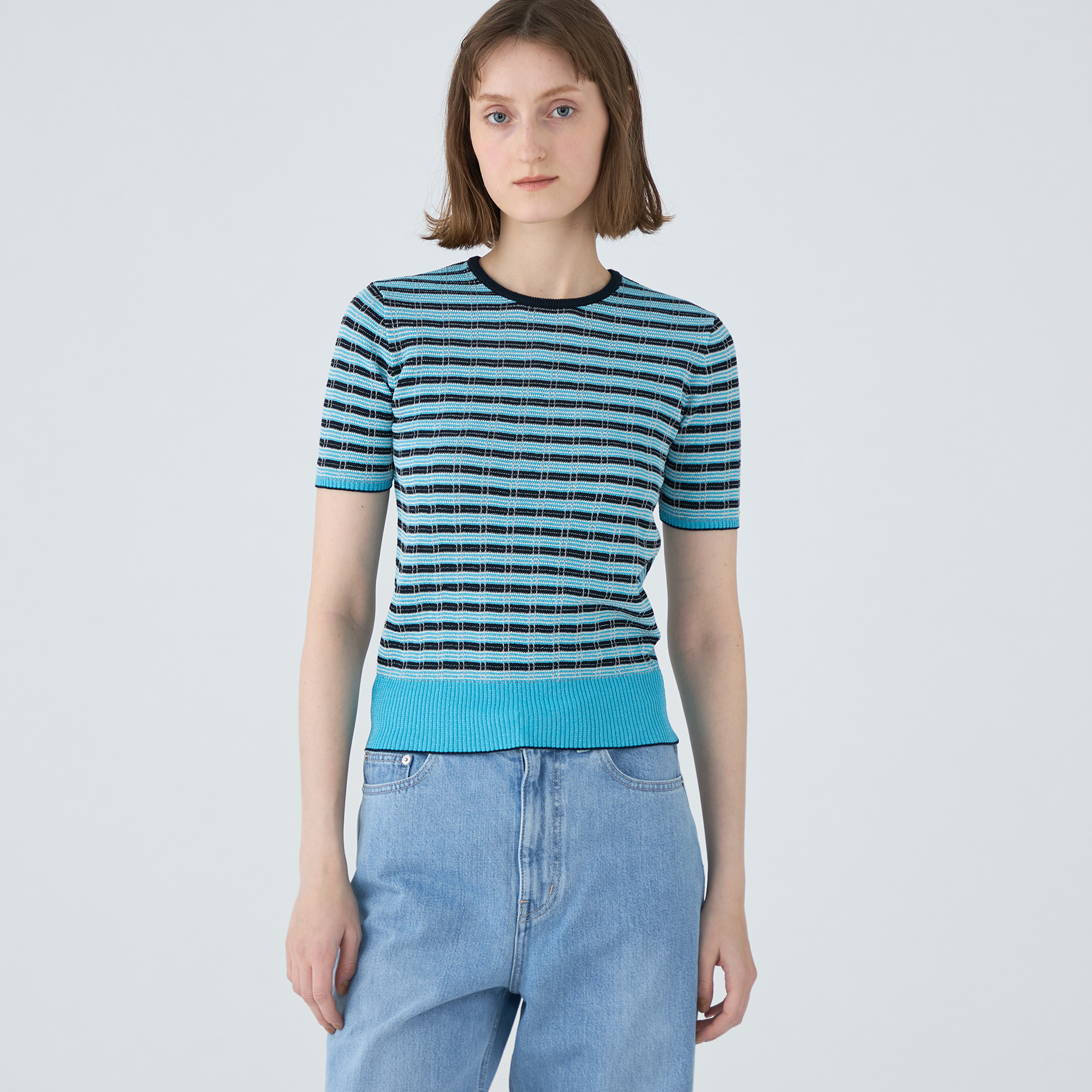MACPHEE マカフィー　コットンナイロンレース クルーネックプルオーバー コットンナイロンレース クルーネックプルオーバー（Tシャツ