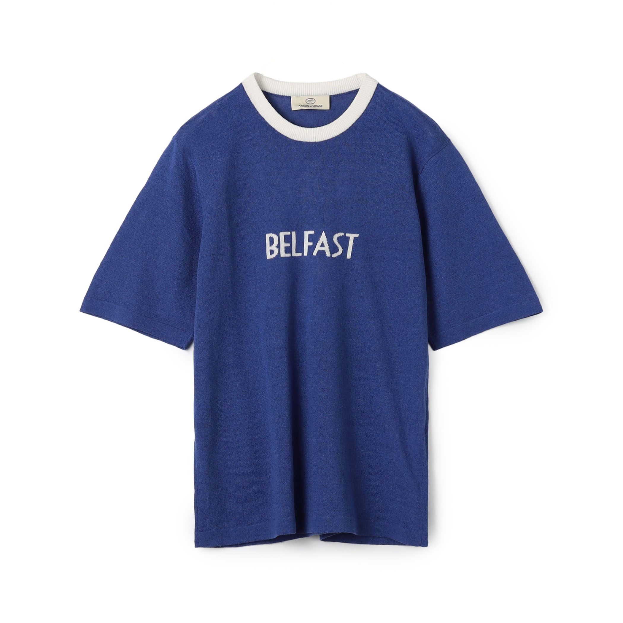 14ゲージ インターシャ クルーネックプルオーバー ニットTシャツ