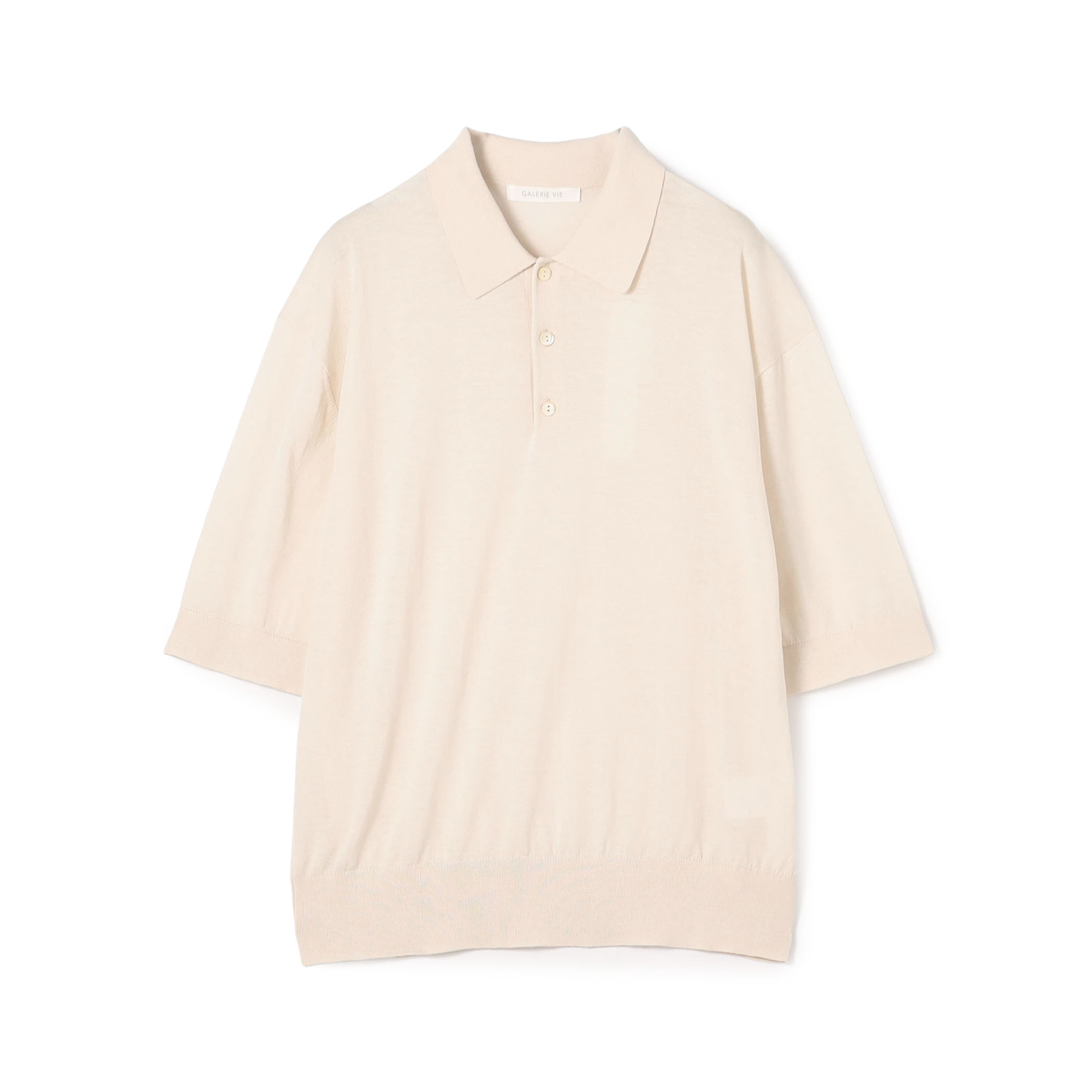 クレープコットン ポロカラープルオーバー