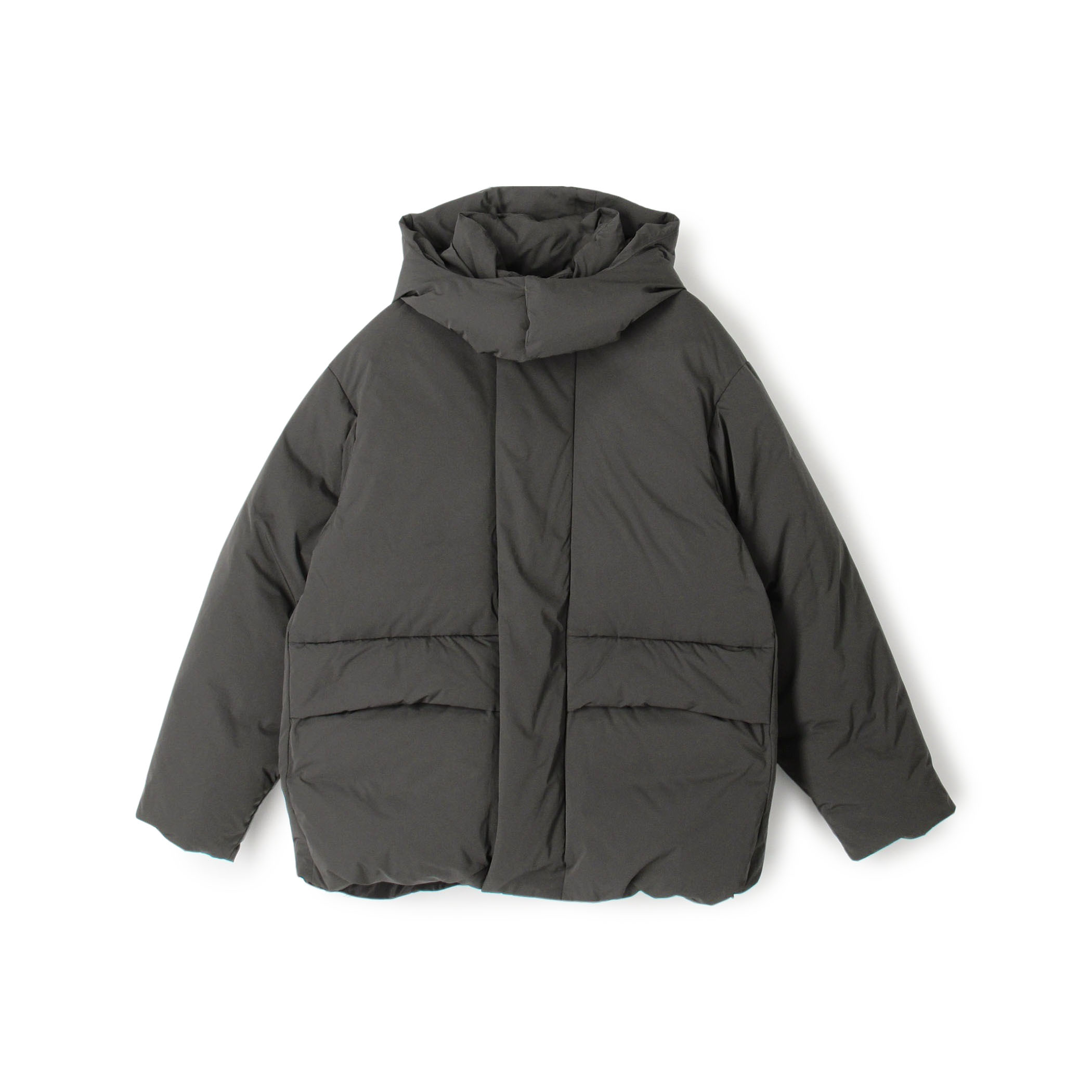 ポリエステル フーデッドダウンジャケット