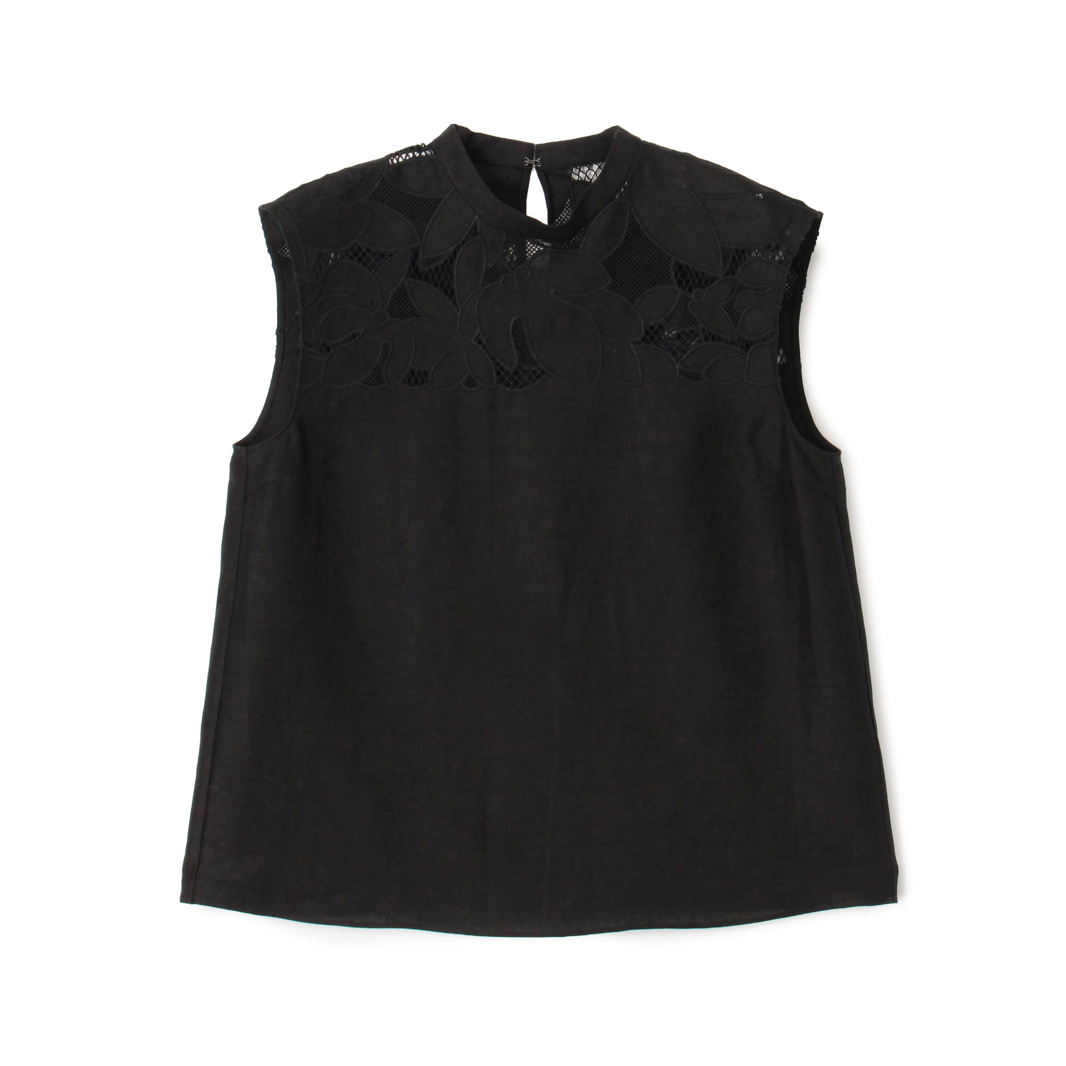 フィグリーフエンブロイダリー スタンドネックブラウス