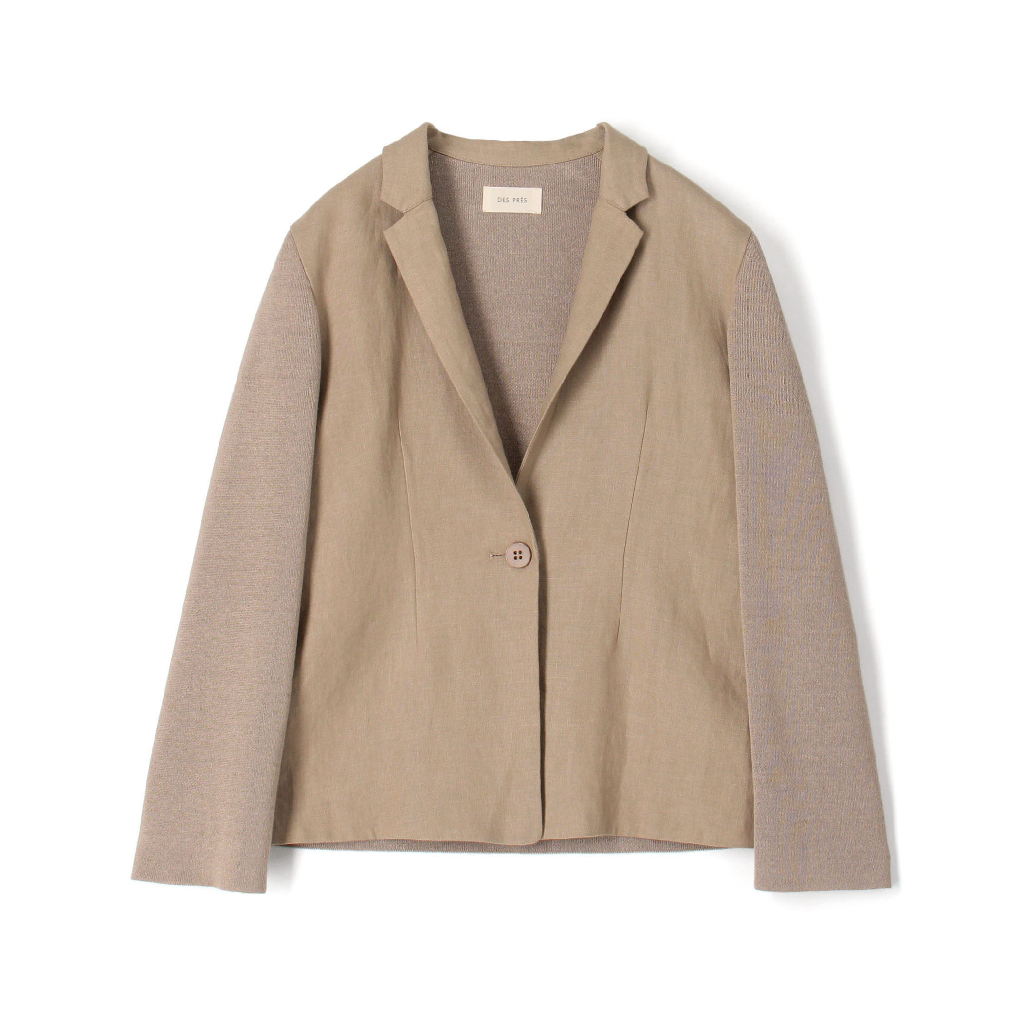 リネンファブリックコンビ テーラーニットジャケット
