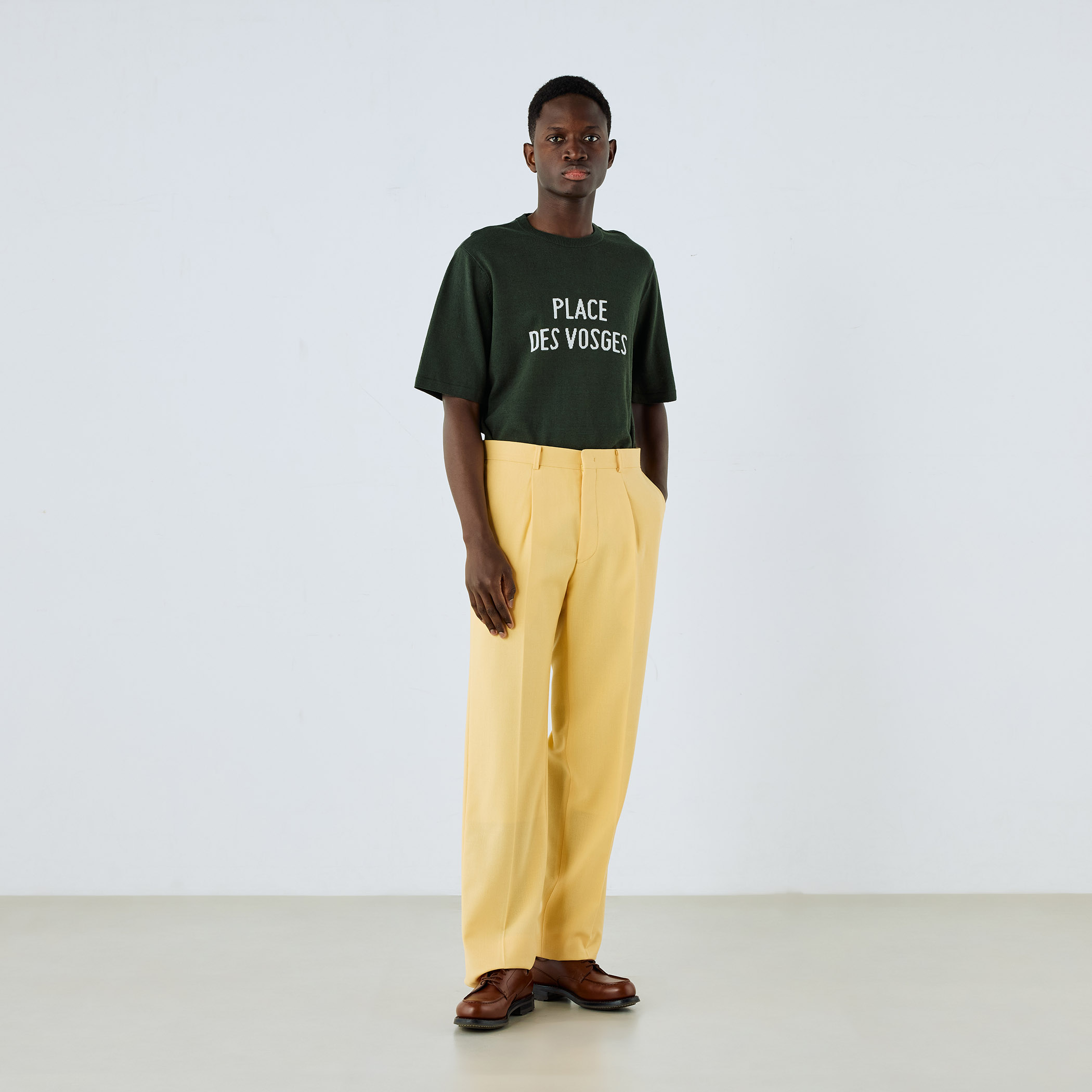 ポリエステルウール アウト1プリーツストレートスラックス CHAPLIN