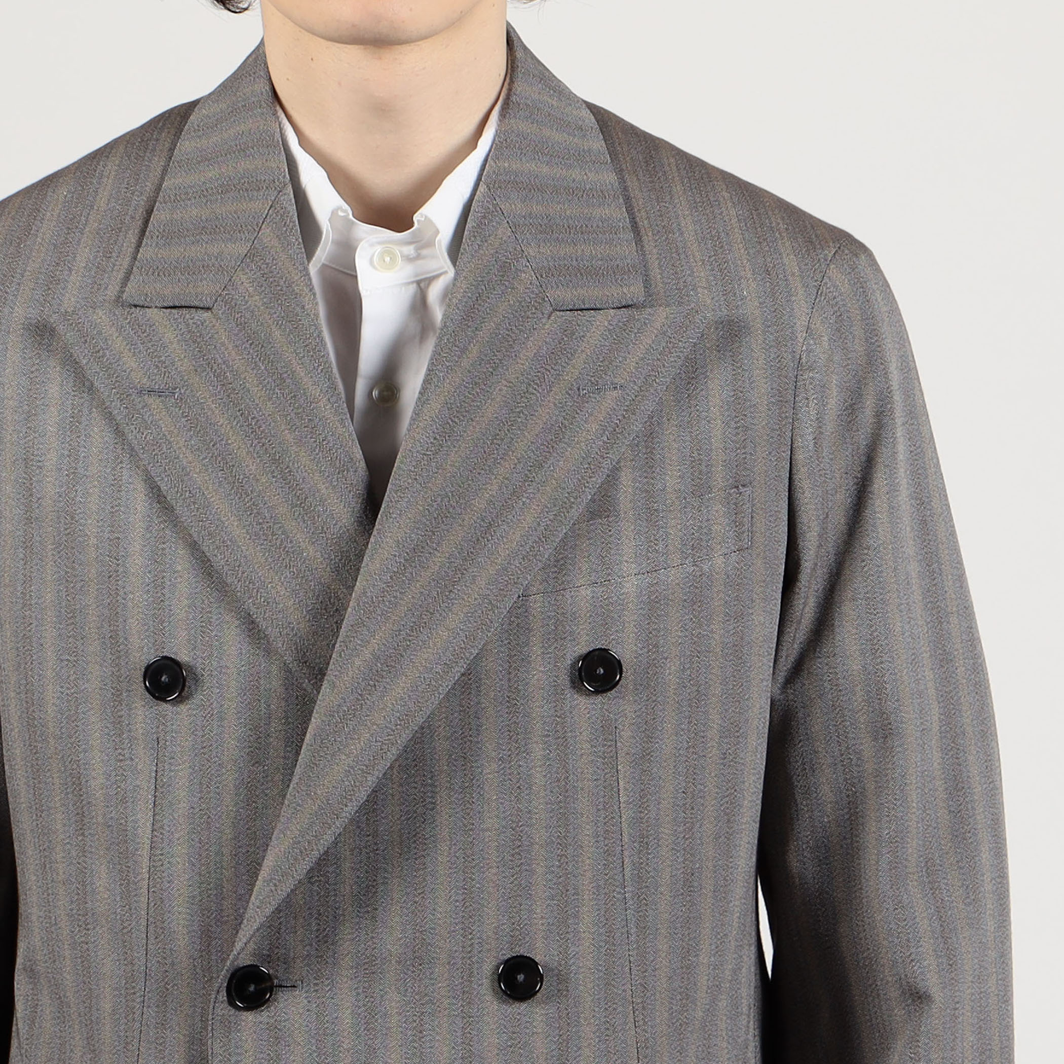 シルクコットン ヘリンボーン ダブルブレステッド6Bジャケット