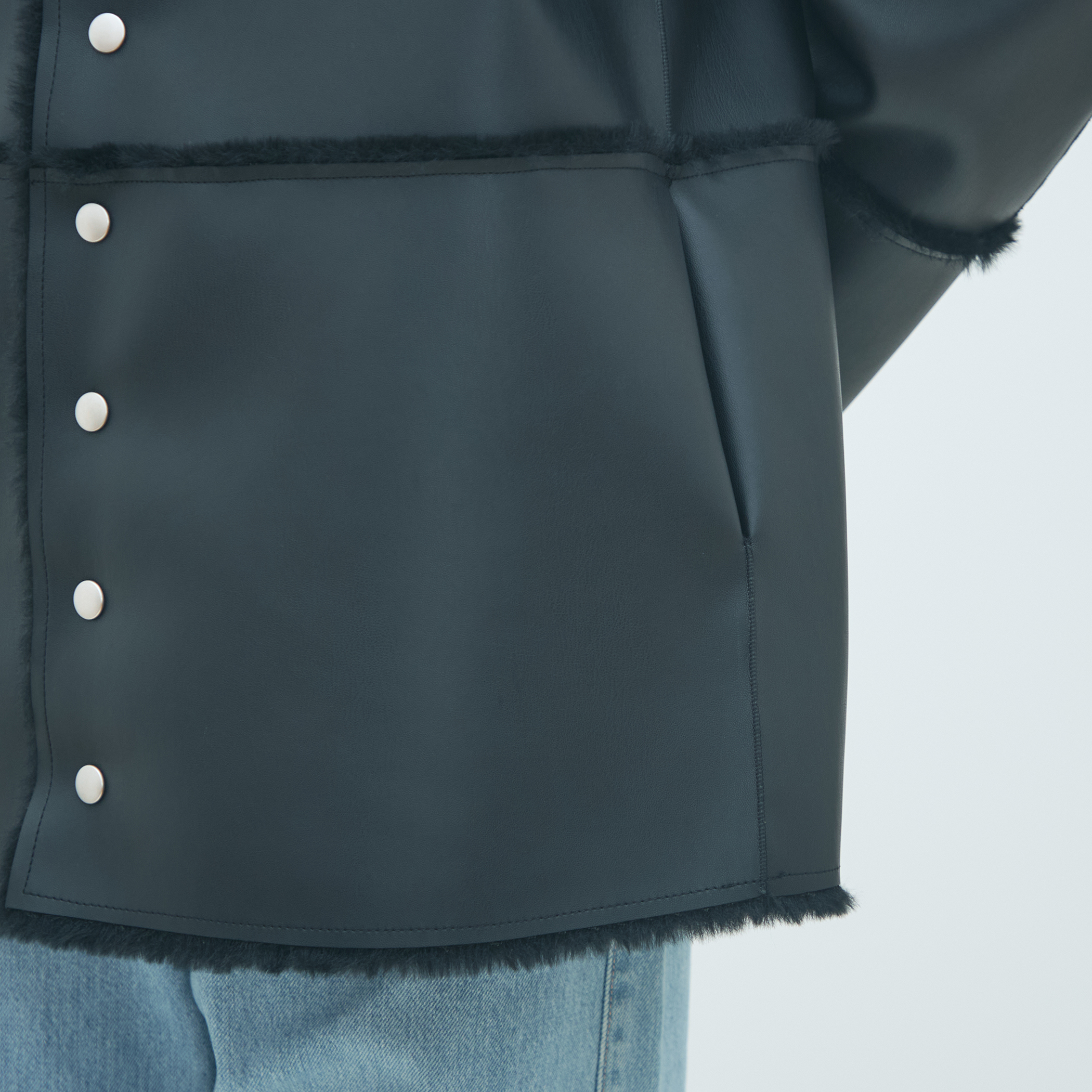 フェイクムートン リバーシブルショートコート