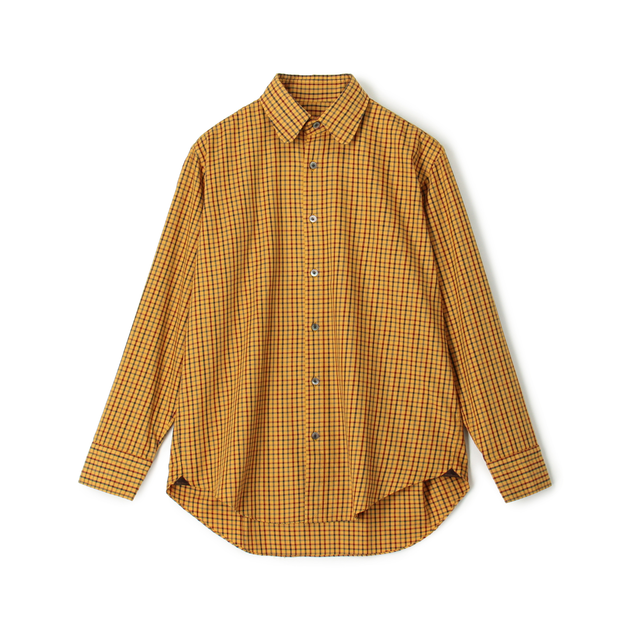 ERRICO FORMICOLA コットン ラウンドカラー チェックシャツ