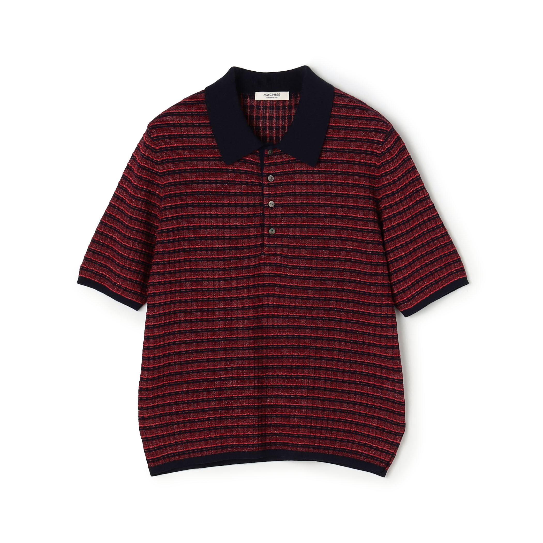 コットンナイロンチェック ポロカラープルオーバー