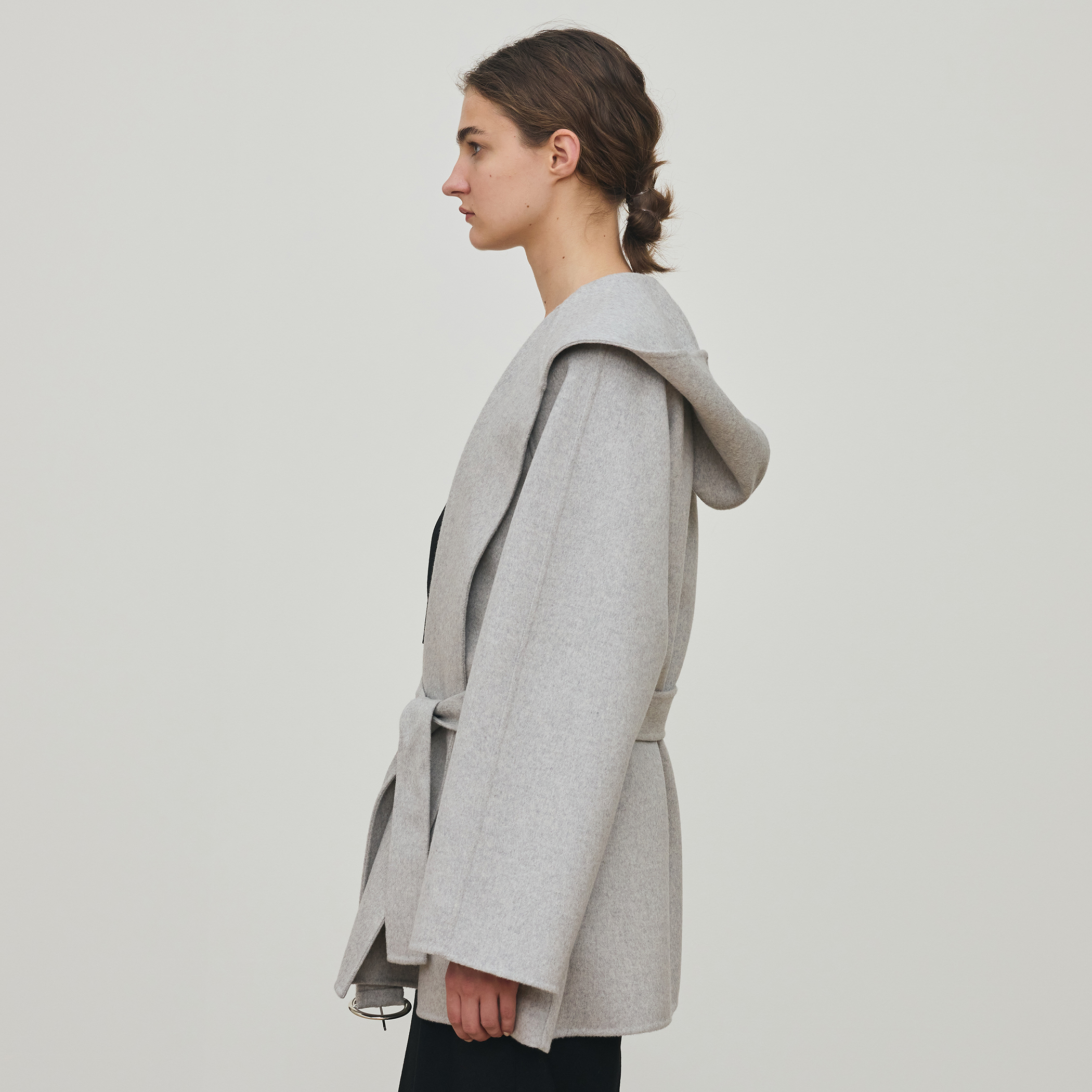 ダブルフェイスメルトンビーバー フーディーミディコート