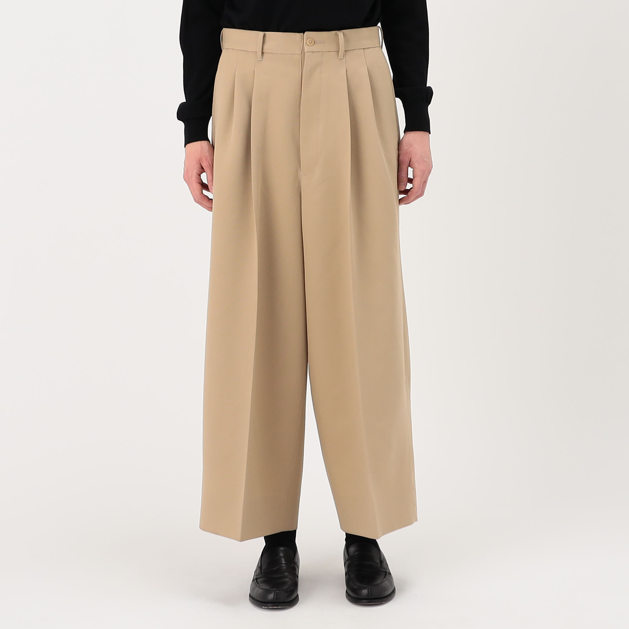 HAVERSACK ATTIRE ウールギャバジン 2プリーツワイドパンツ