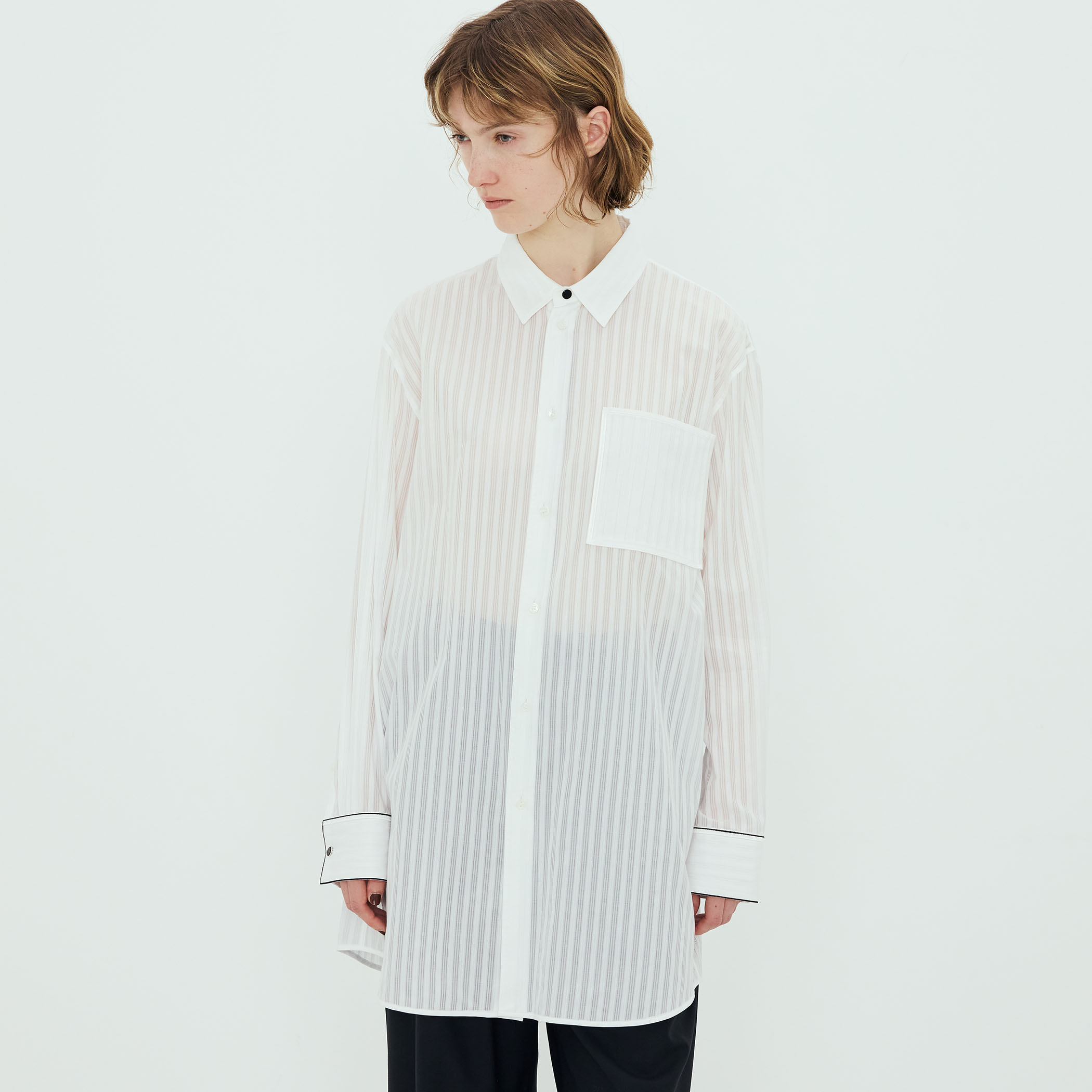 コットン シャドーストライプ ロングシャツ｜トゥモローランド 公式サイト