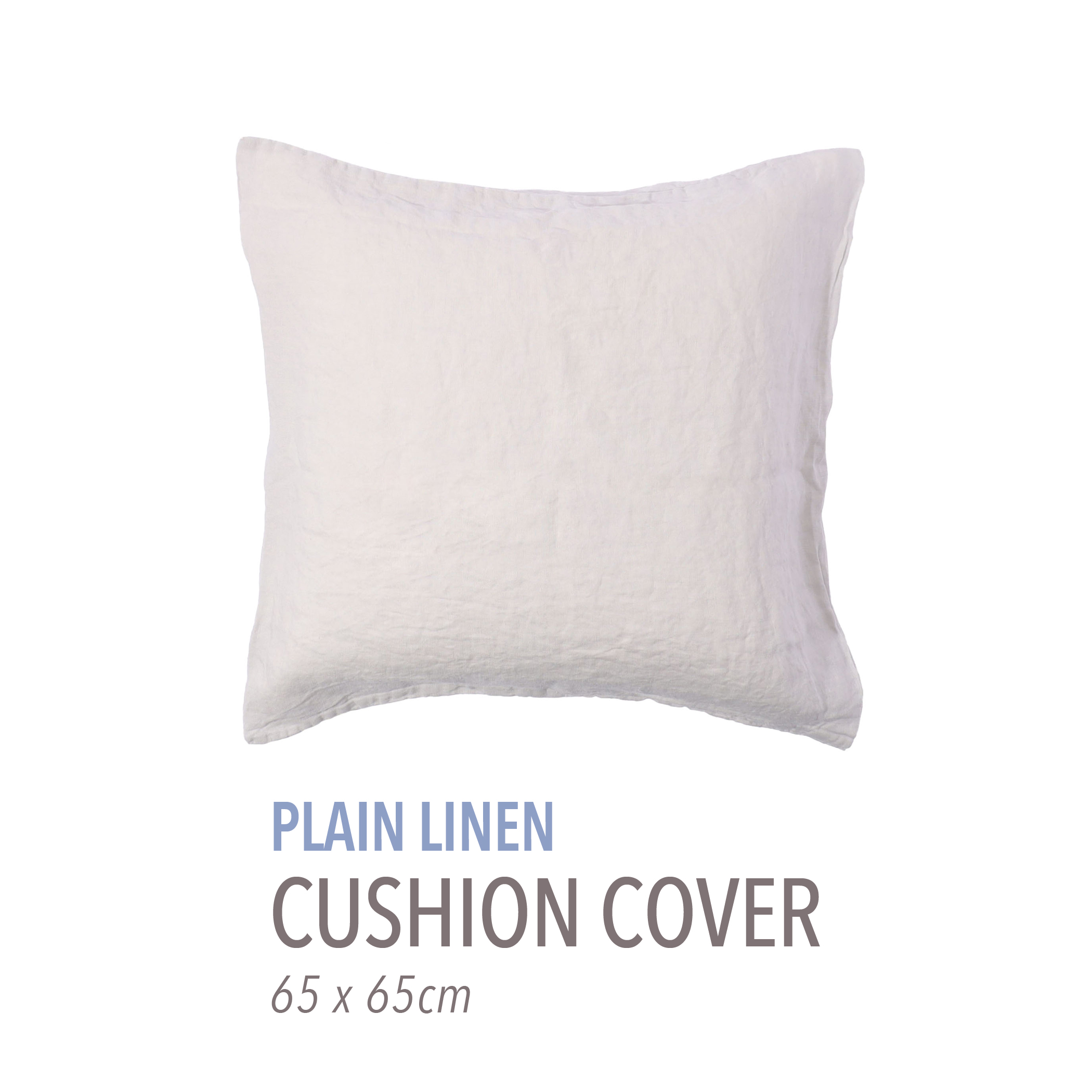 Plain linen cushion cover (65cm x 65cm)