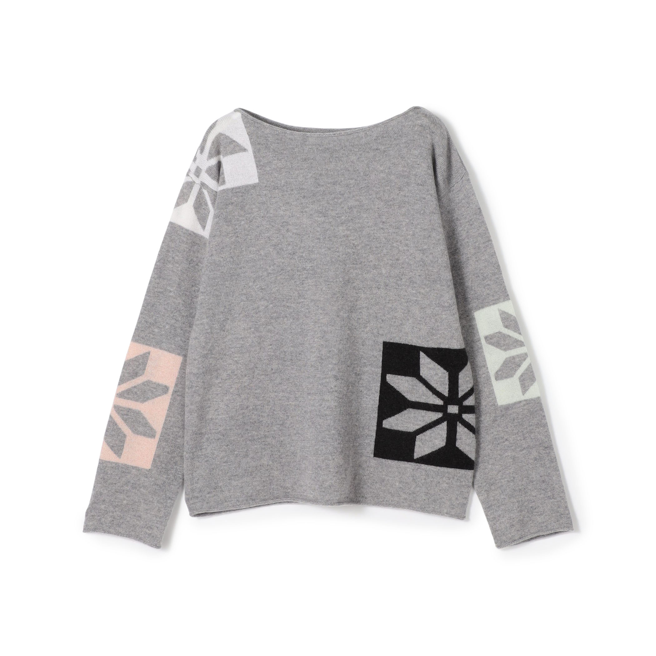 スコットランドカシミヤスノーフレーク ボートネックプルオーバー