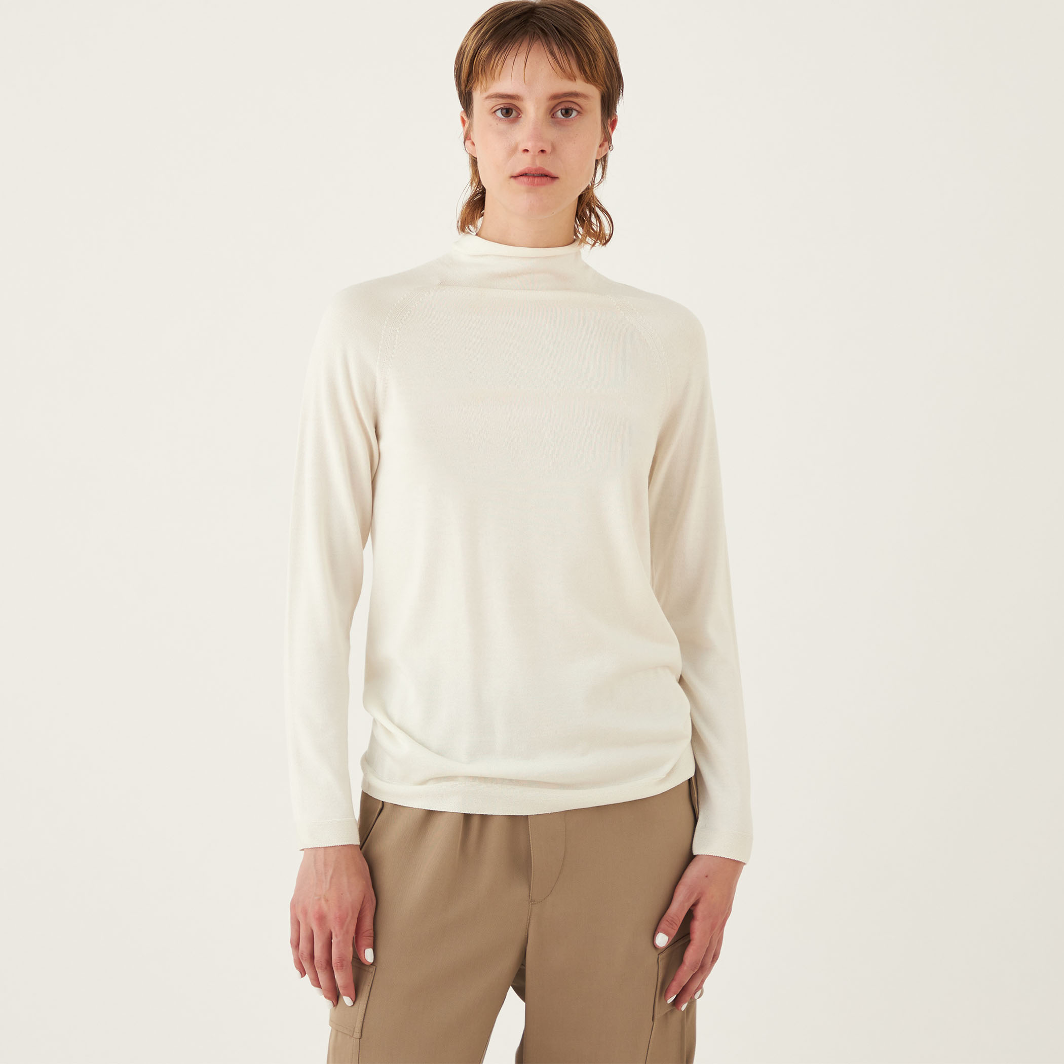 IENA - tommoウォッシャブルシルクタートルネックプルオーバー ウォッシャブルシルク ハイネックプルオーバー