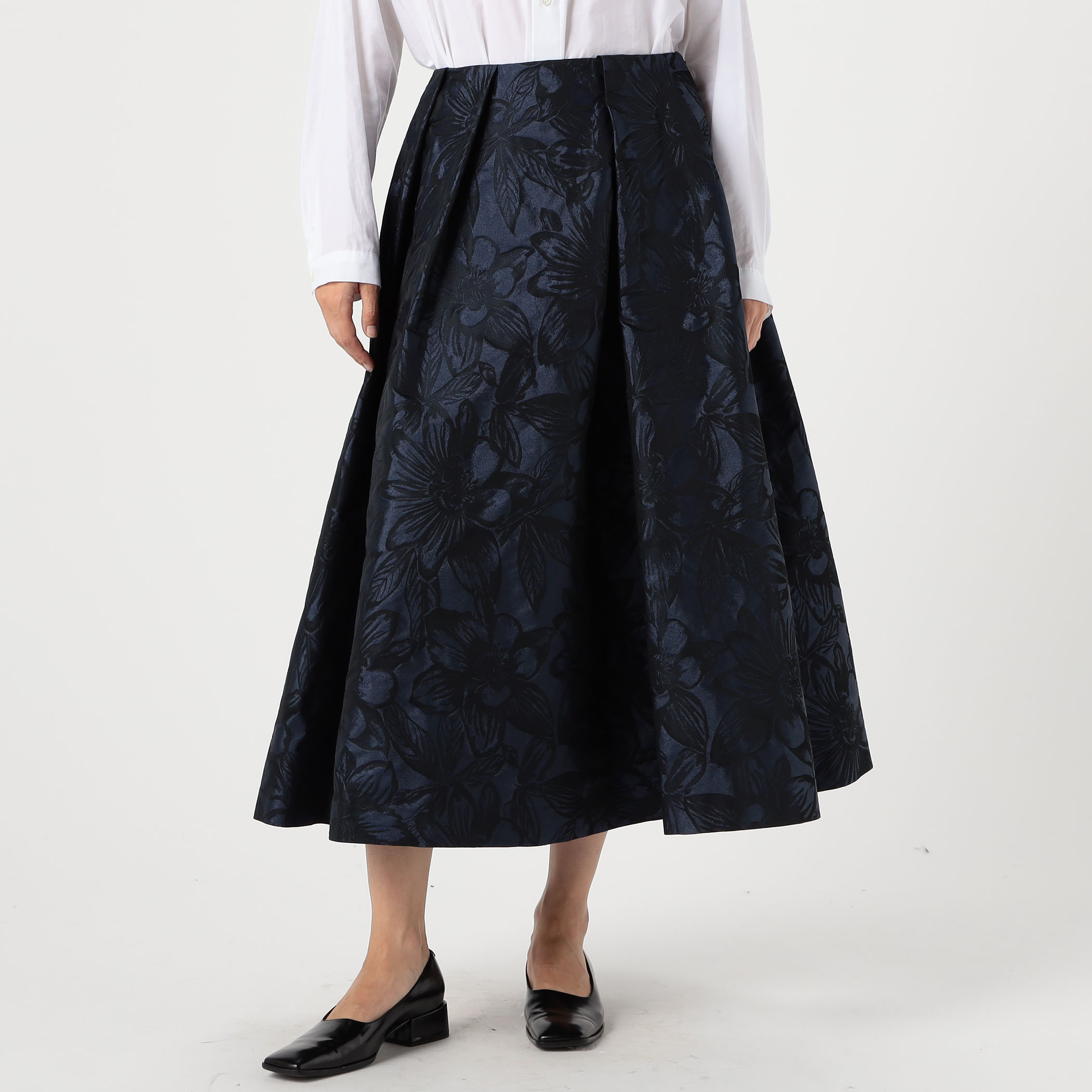BLAMINK ジャカードフレアスカート 2024prefall コットンシルクジャガードパネルフレアスカート 7924