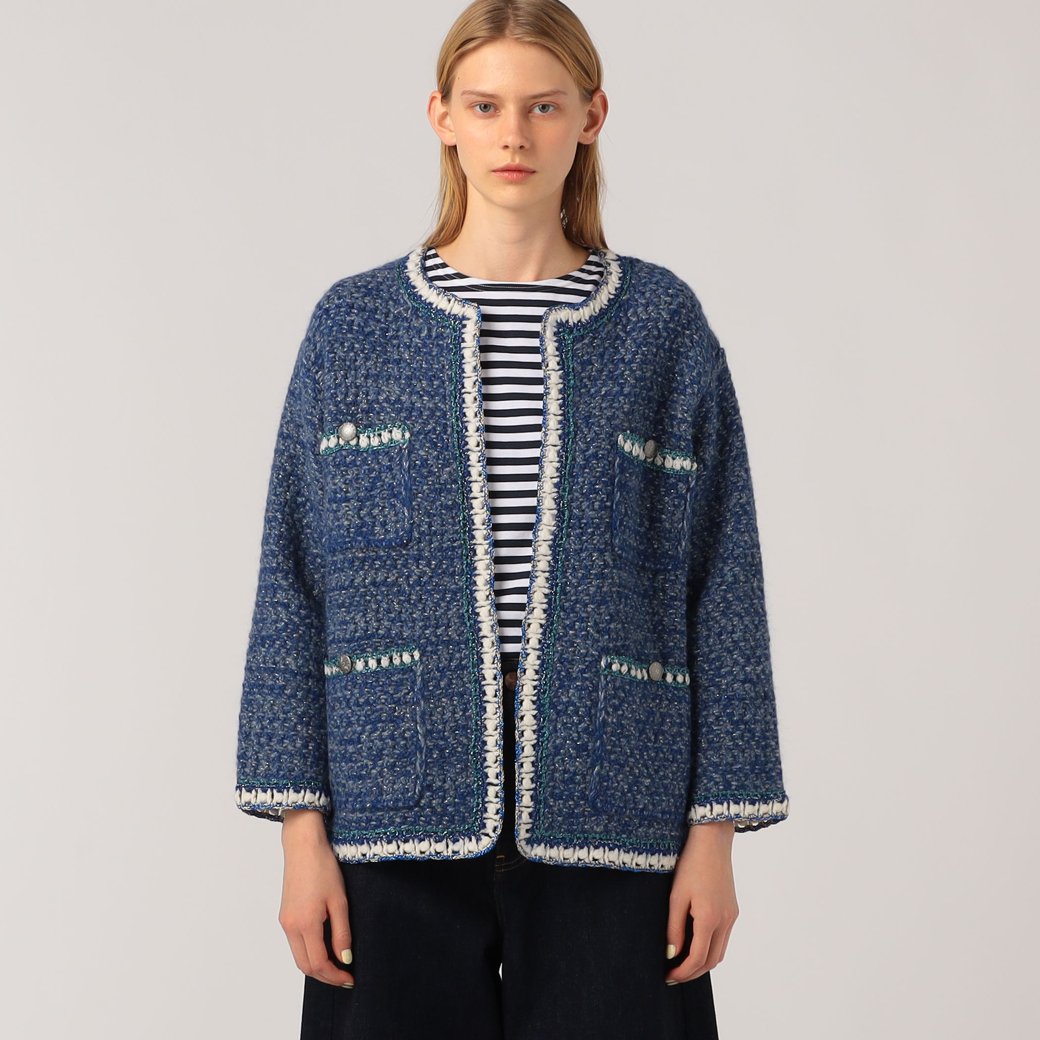 ラメツイードニット 4ポケットカーディガン｜トゥモローランド 公式通販