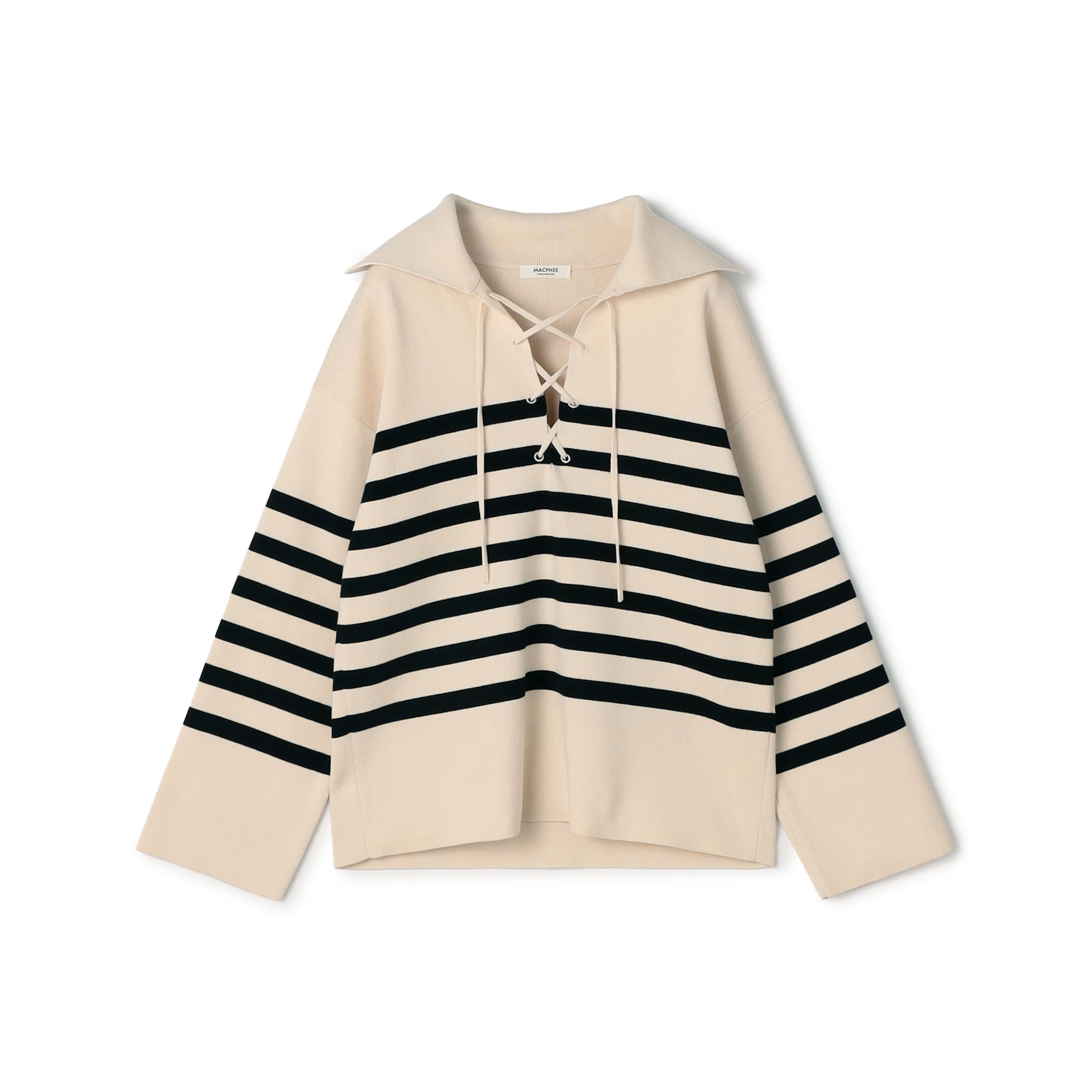 ■パネルボーダー レースアッププルオーバー