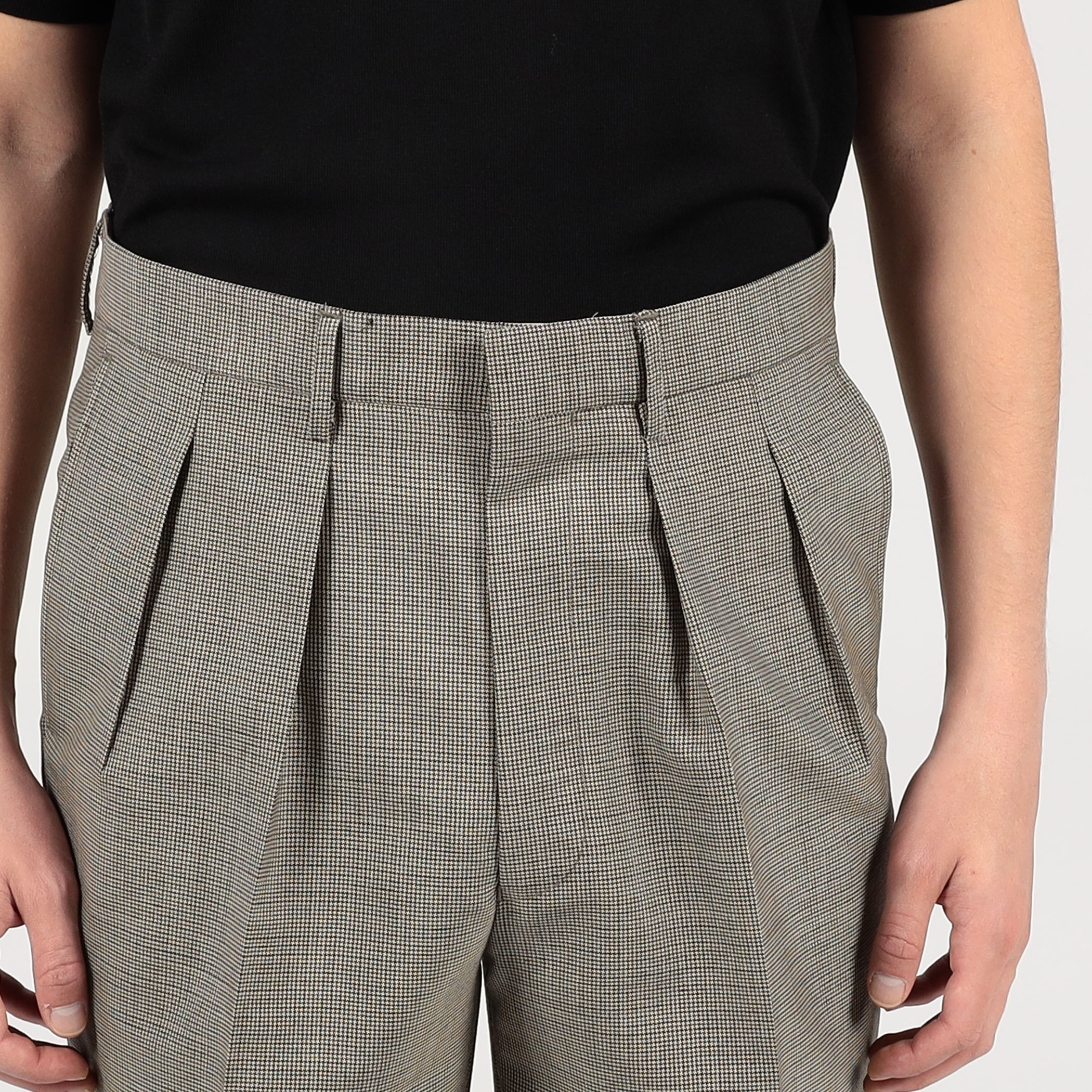 ウールモヘヤ 2プリーツ ワイドストレートスラックス