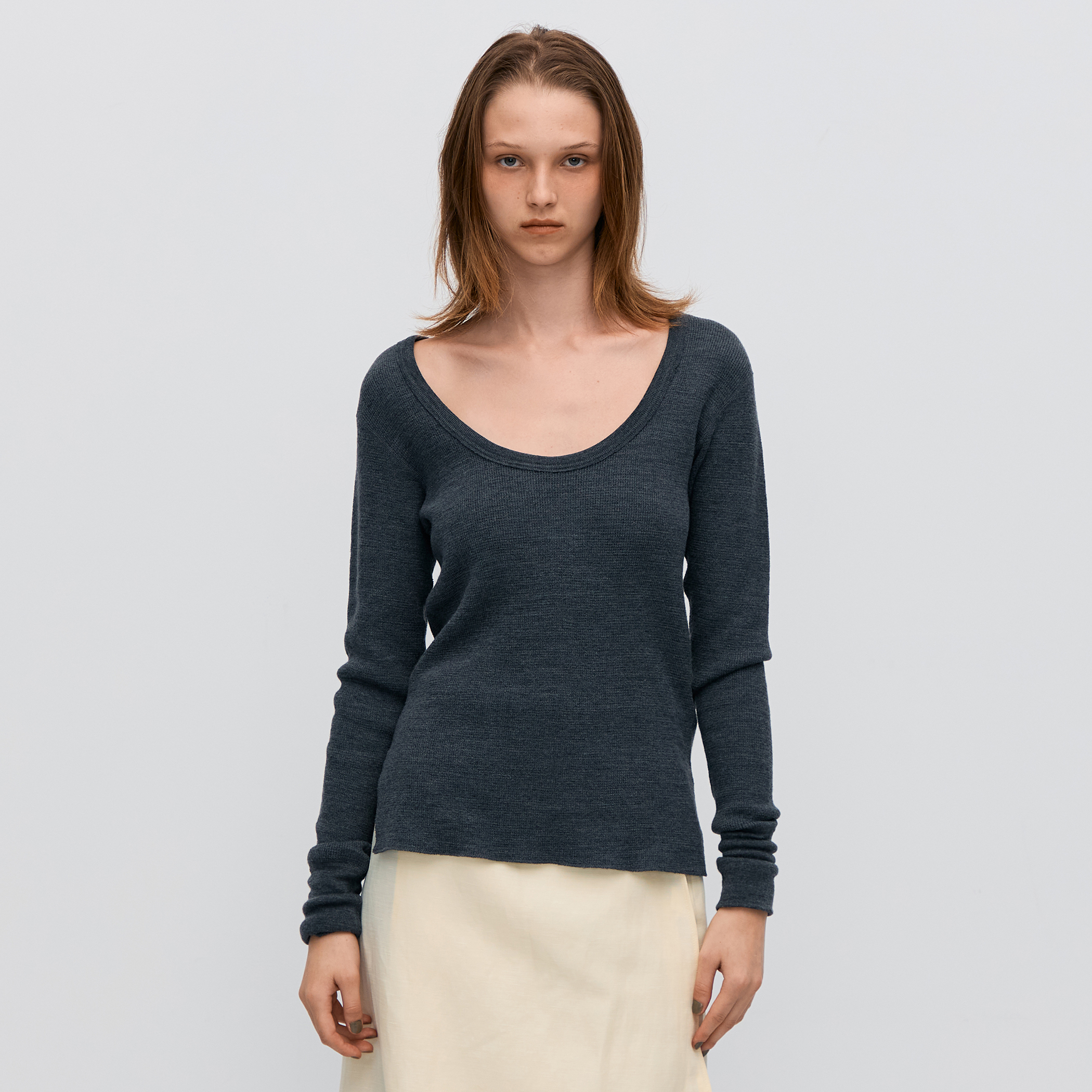 ウールワッフルジャージー フィットカットソー