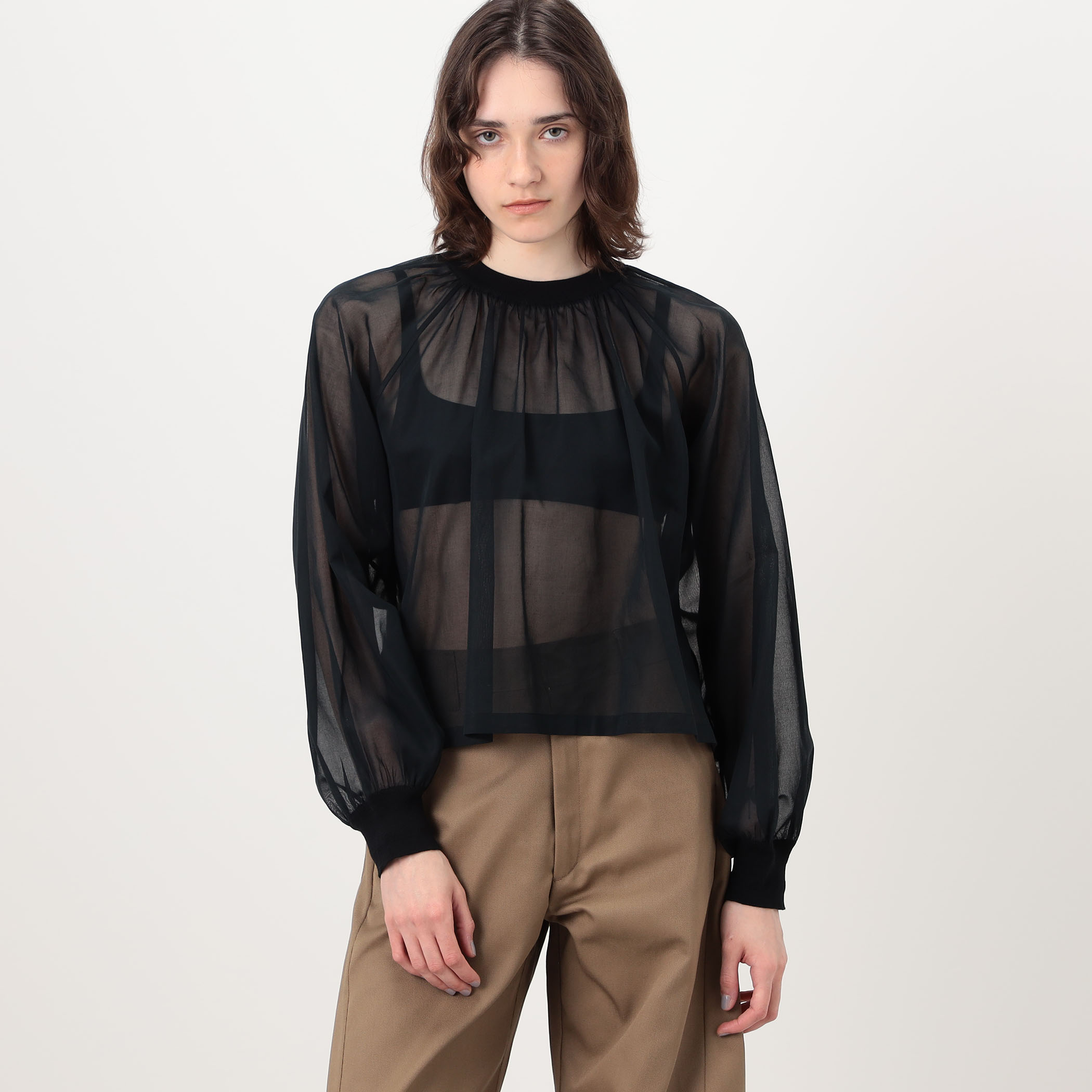 HYKE COTTON VOILE SHIRRED BLOUSE シアーブラウス｜トゥモローランド 