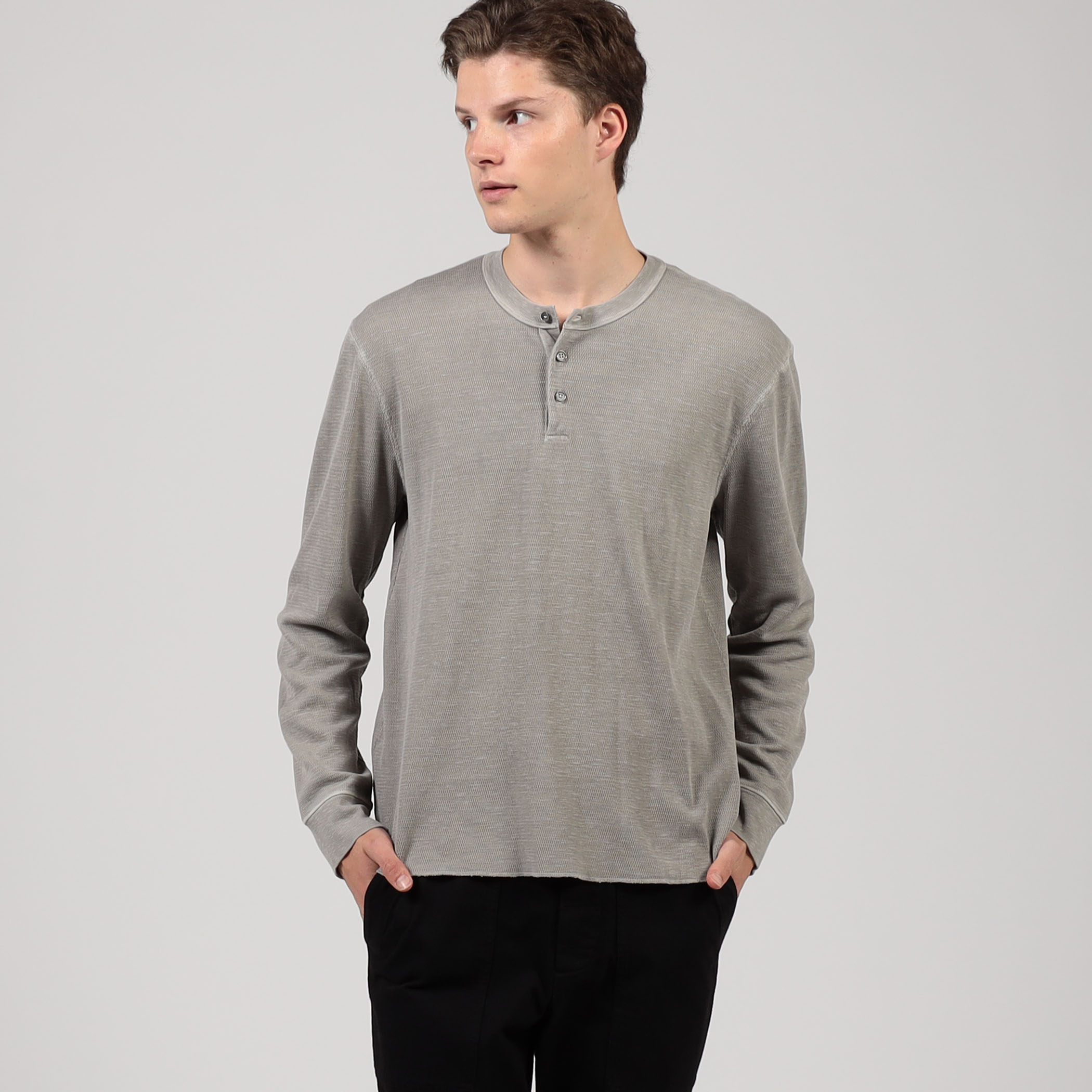 スラブサーマルメッシュ ヘンリーネックプルオーバー MSTM3488