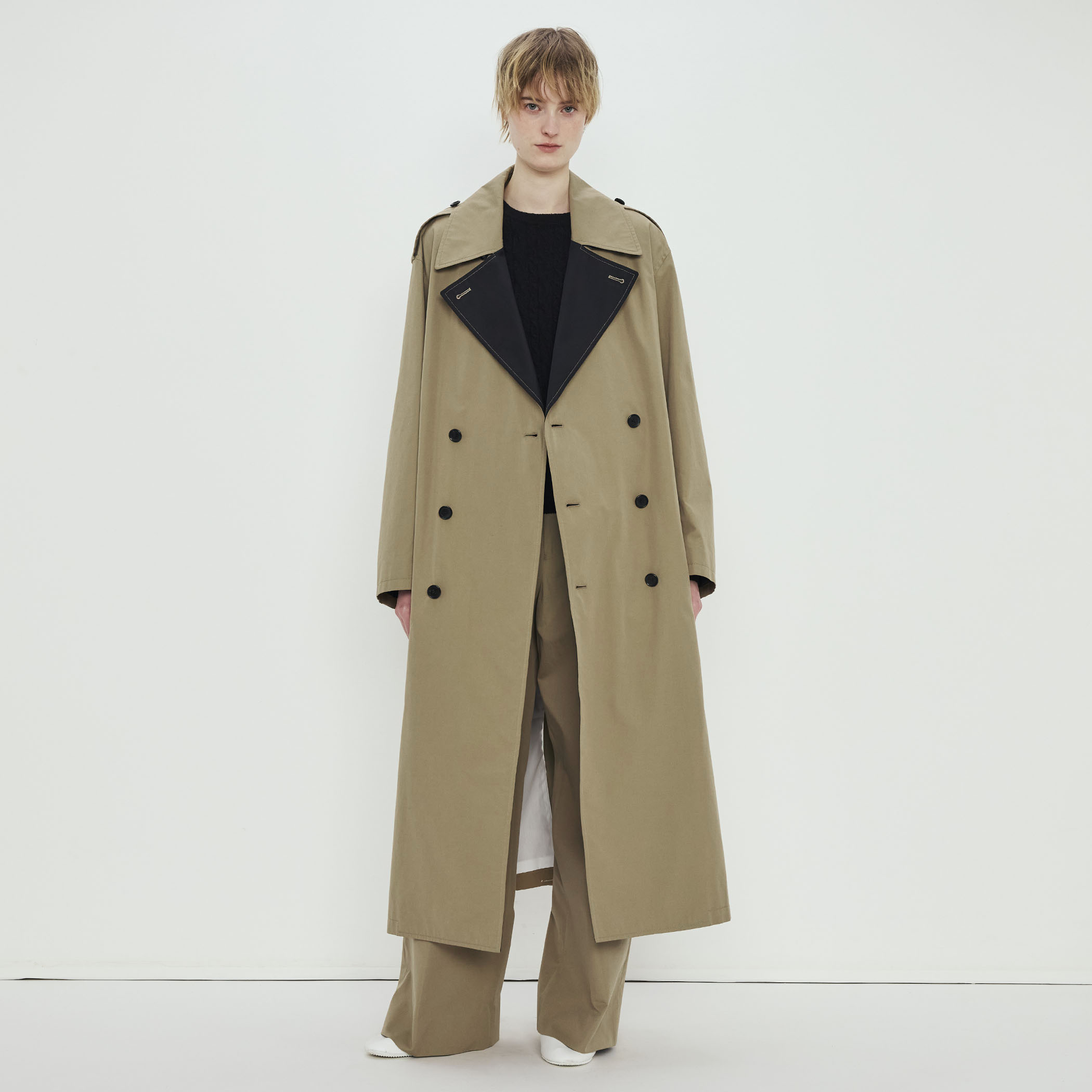 マーロンエノンフィ美品ボリュームパフトレンチコートyori heveオーガへイヴ EPOCA コート 40 ライトウールリバー ロングコート（M5B01442＿＿