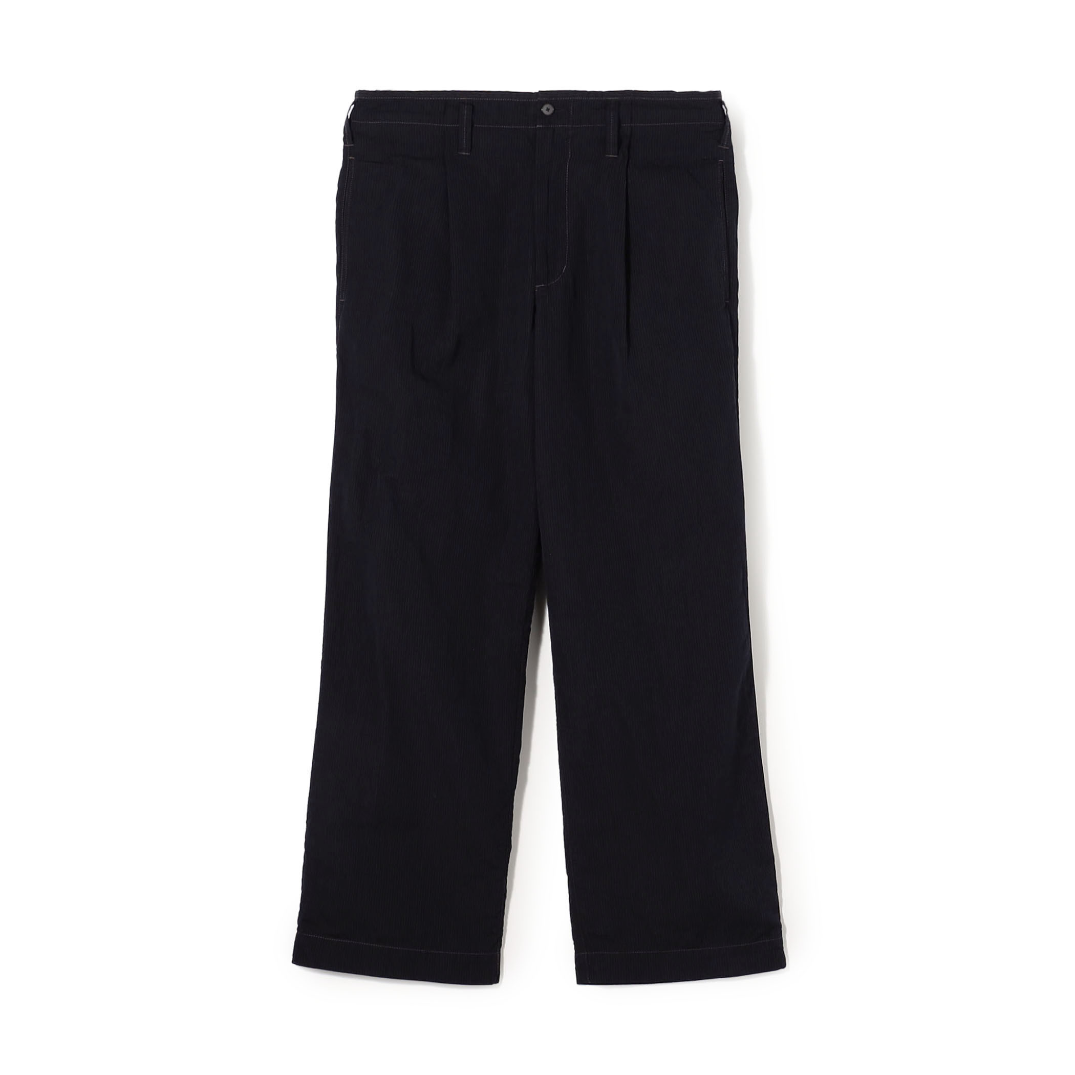 コットンリネンキュプラ 1プリーツワイドストレート バレルパンツ