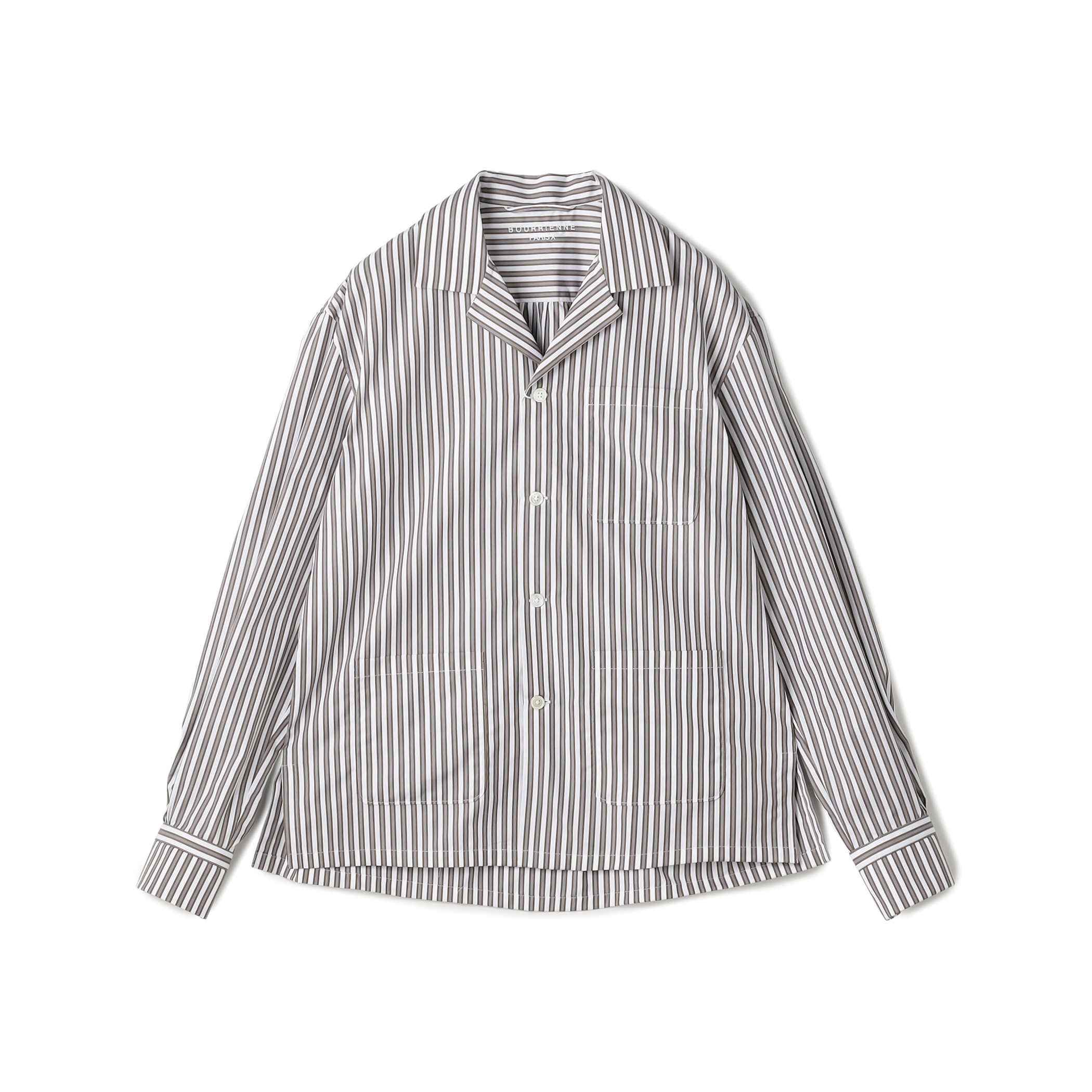 【別注】BOURRIENNE GLOBETROTTER コットンポプリン ストライプシャツ