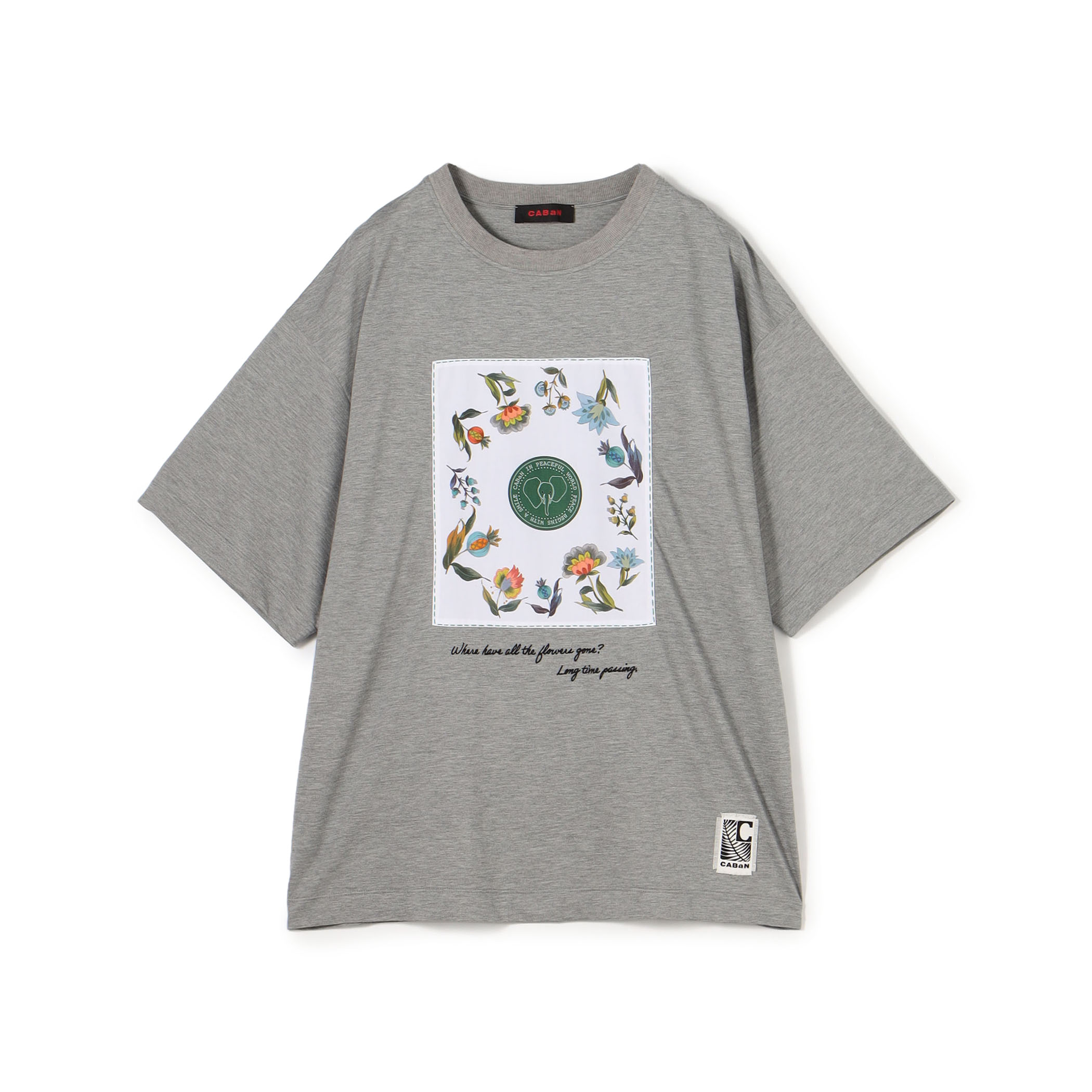 CABaN スビンコットン フラワーサークルプリントＴシャツ