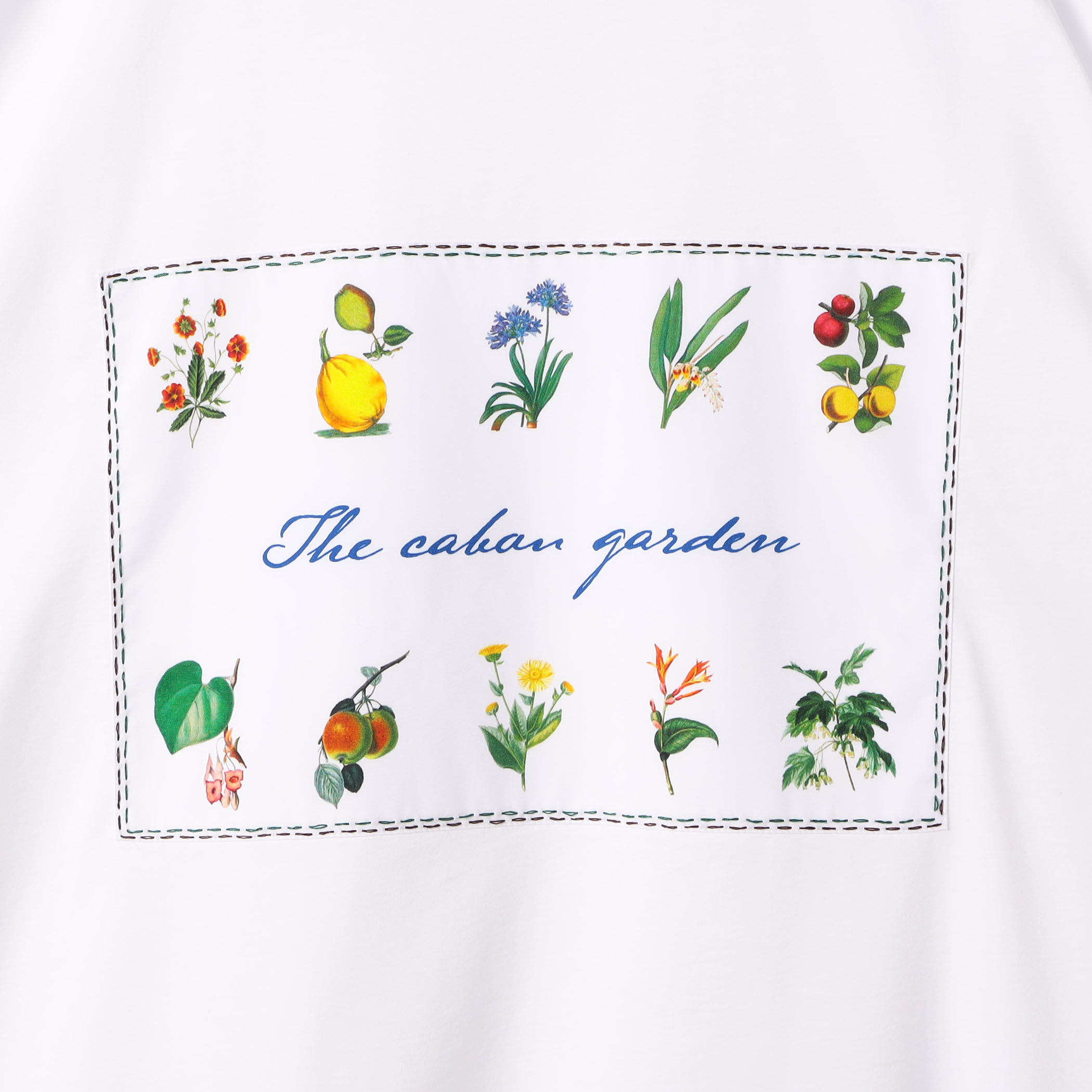 トップス CABaN CABaN スビンコットン GREEN SHOWERプリントTシャツ