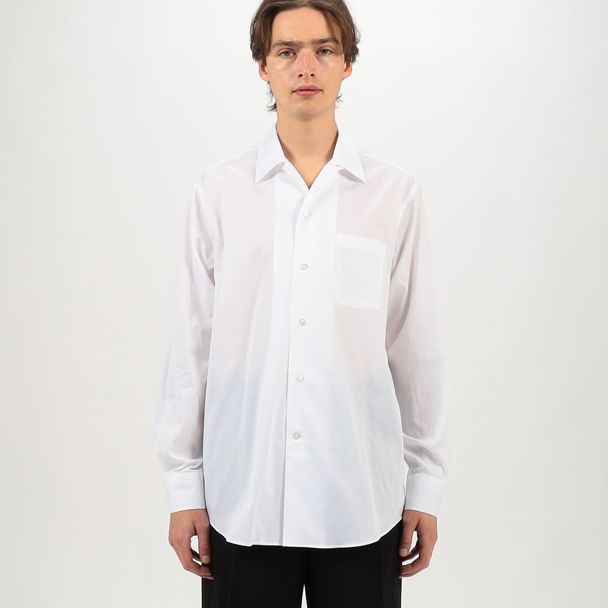 コットンピケ オープンカラー ロングスリーブシャツ CANCLINI