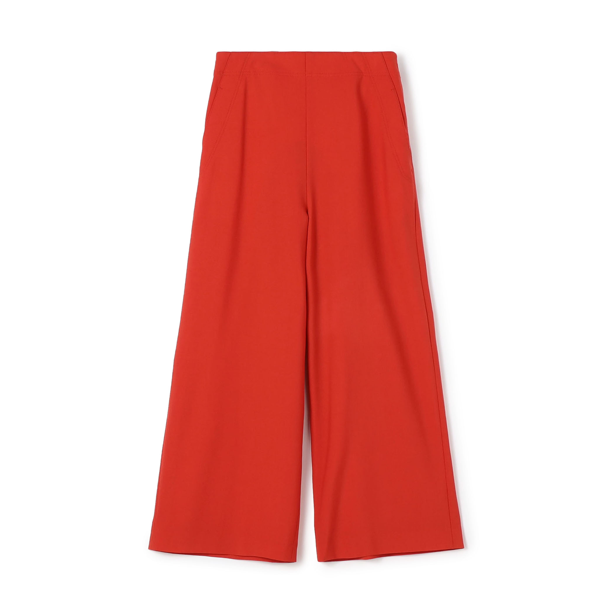 ウールポリエステルストレッチ ワイドクロップドパンツ
