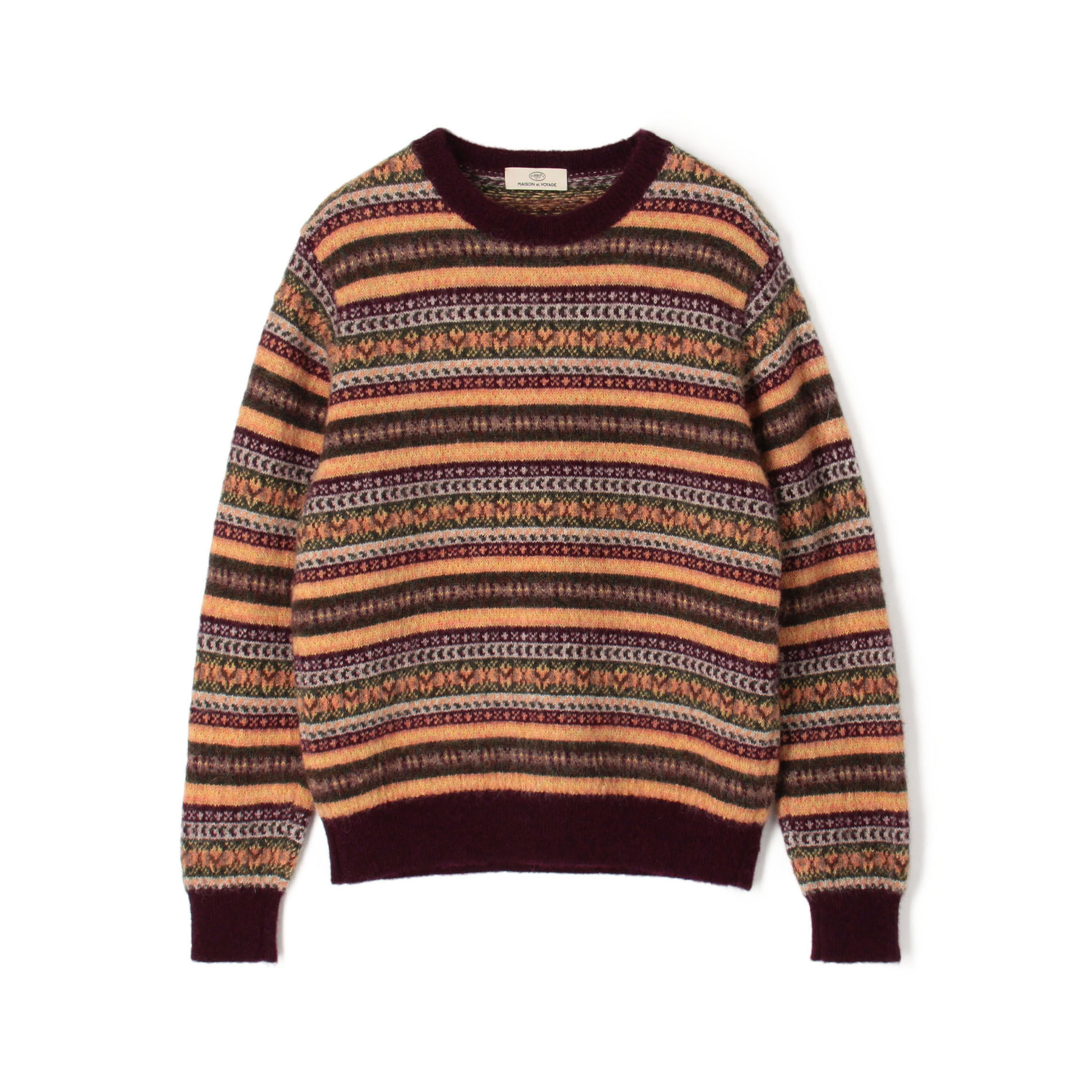 ウールアルパカ フェアアイルジャガード クルーネックプルオーバー