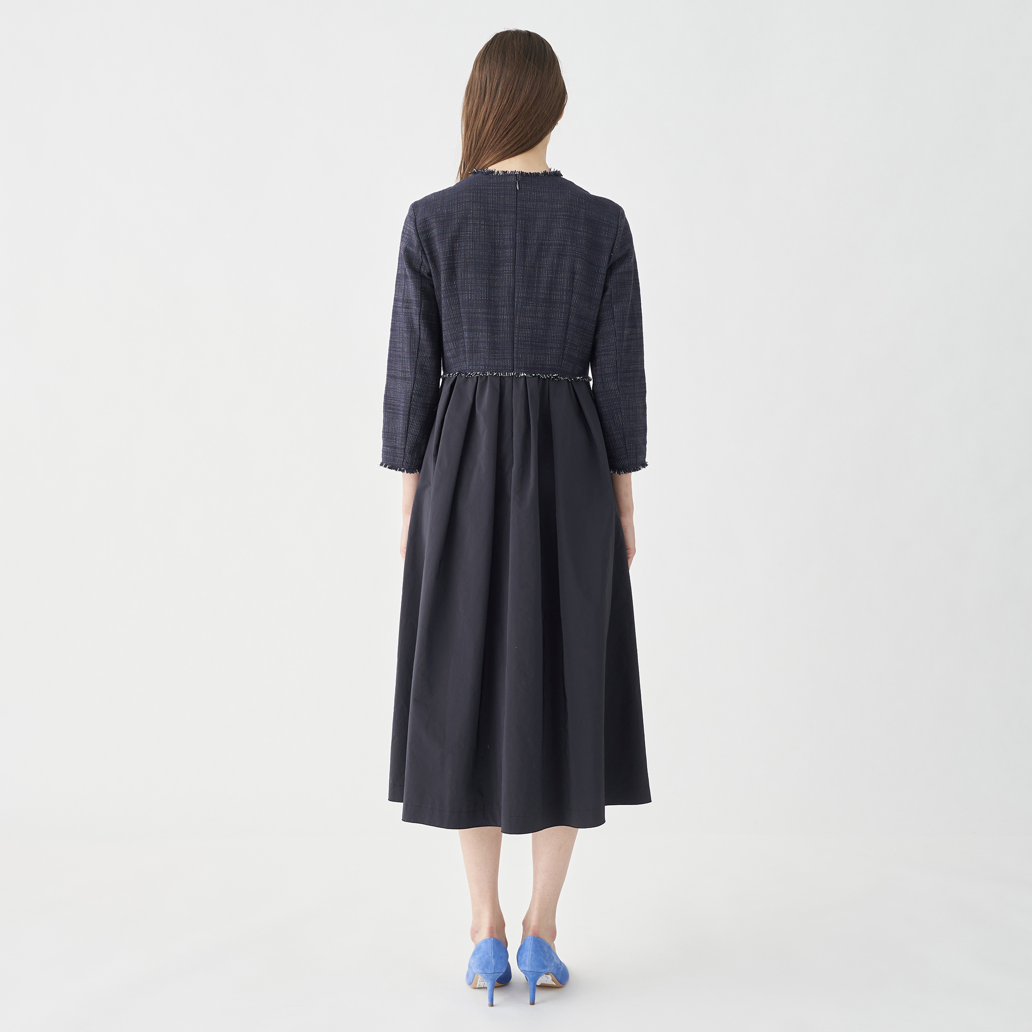 Ballsey★Tomorrowland新品ツイードワンピース 定価39600円 ニットコンビツイード フレンチスリーブワンピース