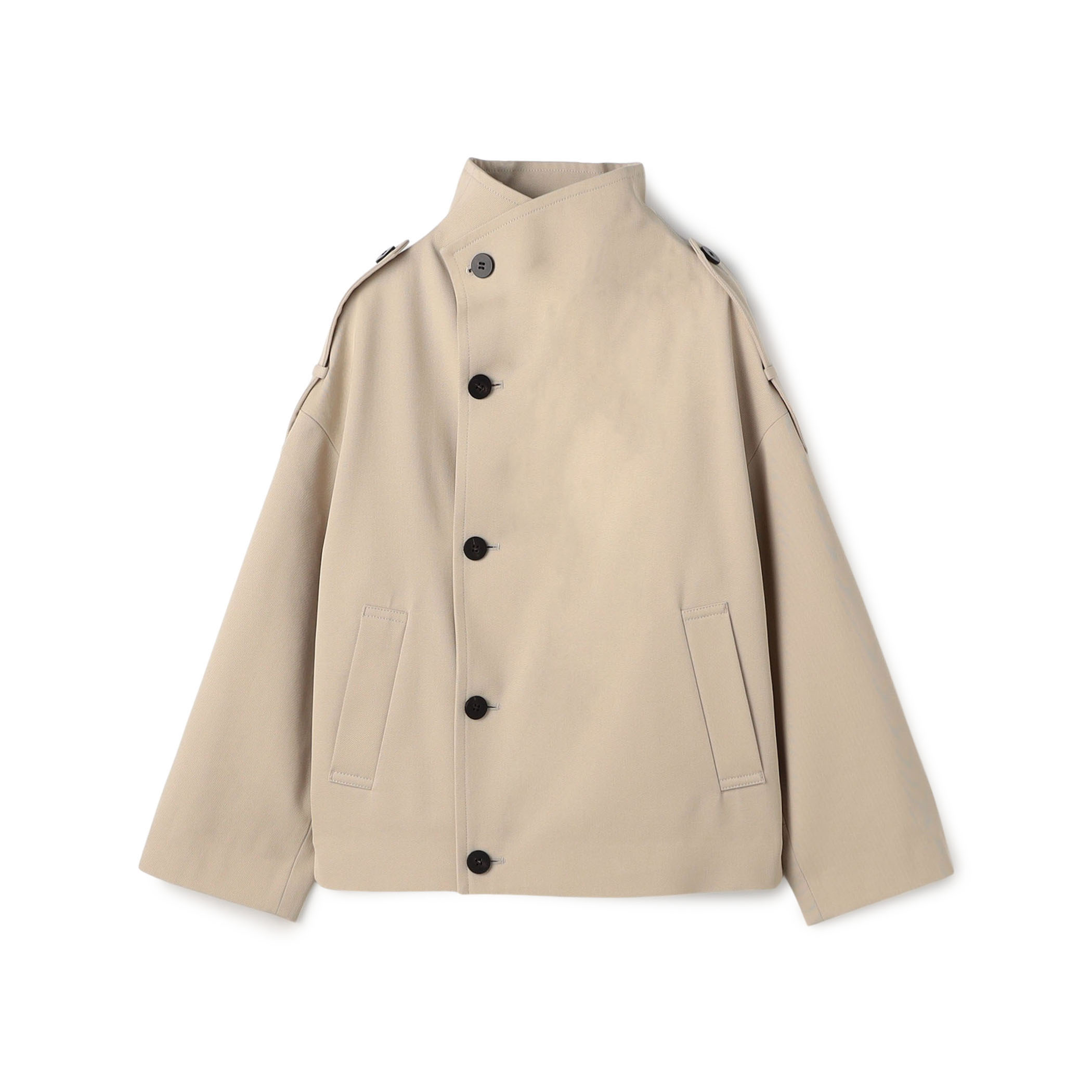 コットンウールギャバジン ハイネックショートコート