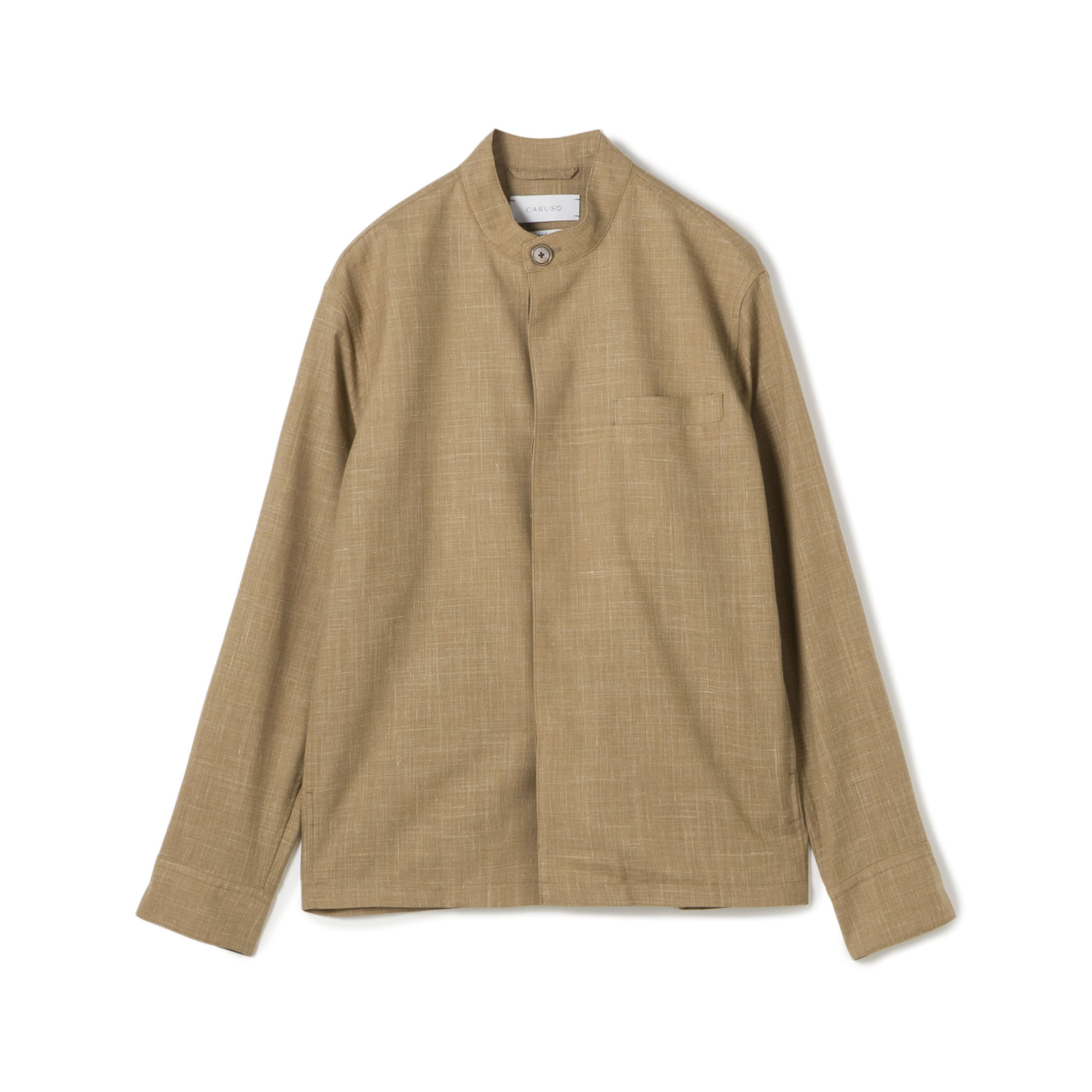 CARUSO OVERSHIRT ウールシルクリネン スタンドカラー シャツブルゾン