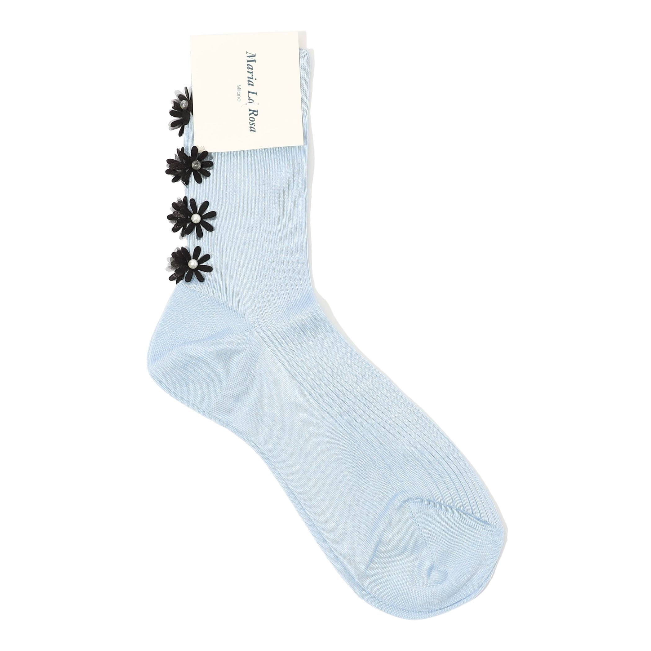 Maria La Rosa Organza フラワーモチーフ リブソックス